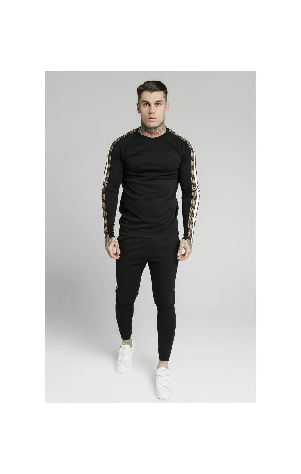 SikSilk L/S Jacquard Retro Gym Tee - Black sold by Siksilk product image thumbnail 5
