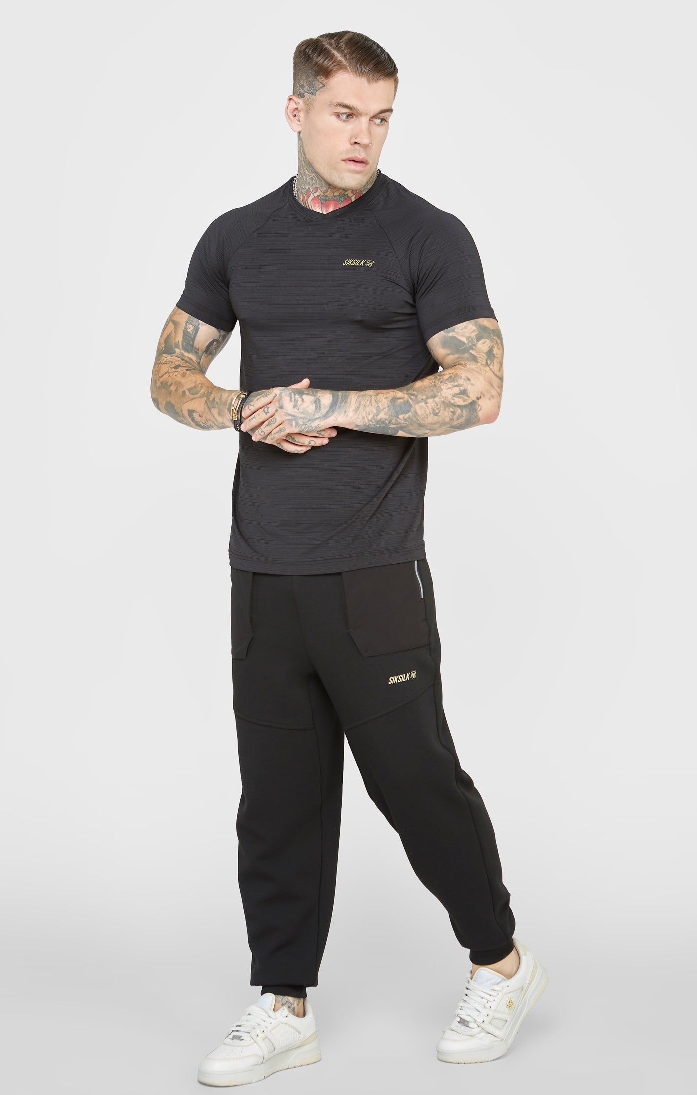 Black Sports Textured Look T-Shirt sold by Siksilk product image thumbnail 3