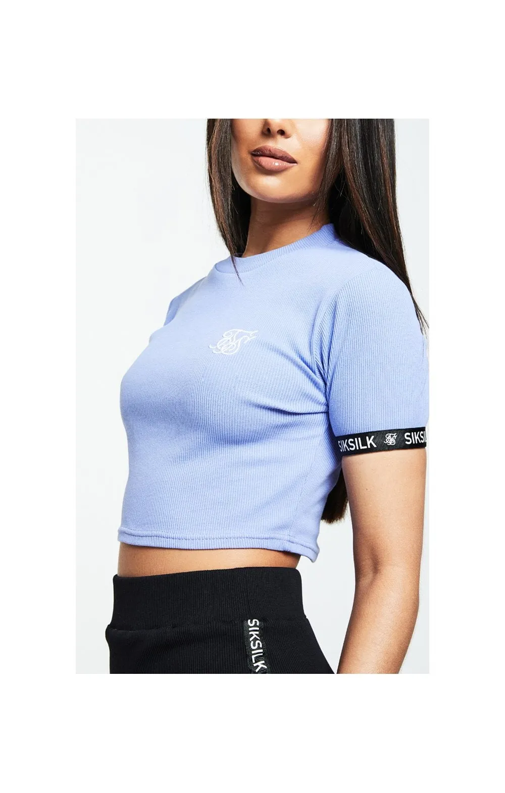 SikSilk Rib Tape Crop Tee – Lilac & Black sold by Siksilk product image thumbnail 2