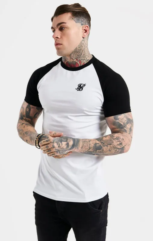 White Raglan Muscle Fit T-Shirt sold by Siksilk
