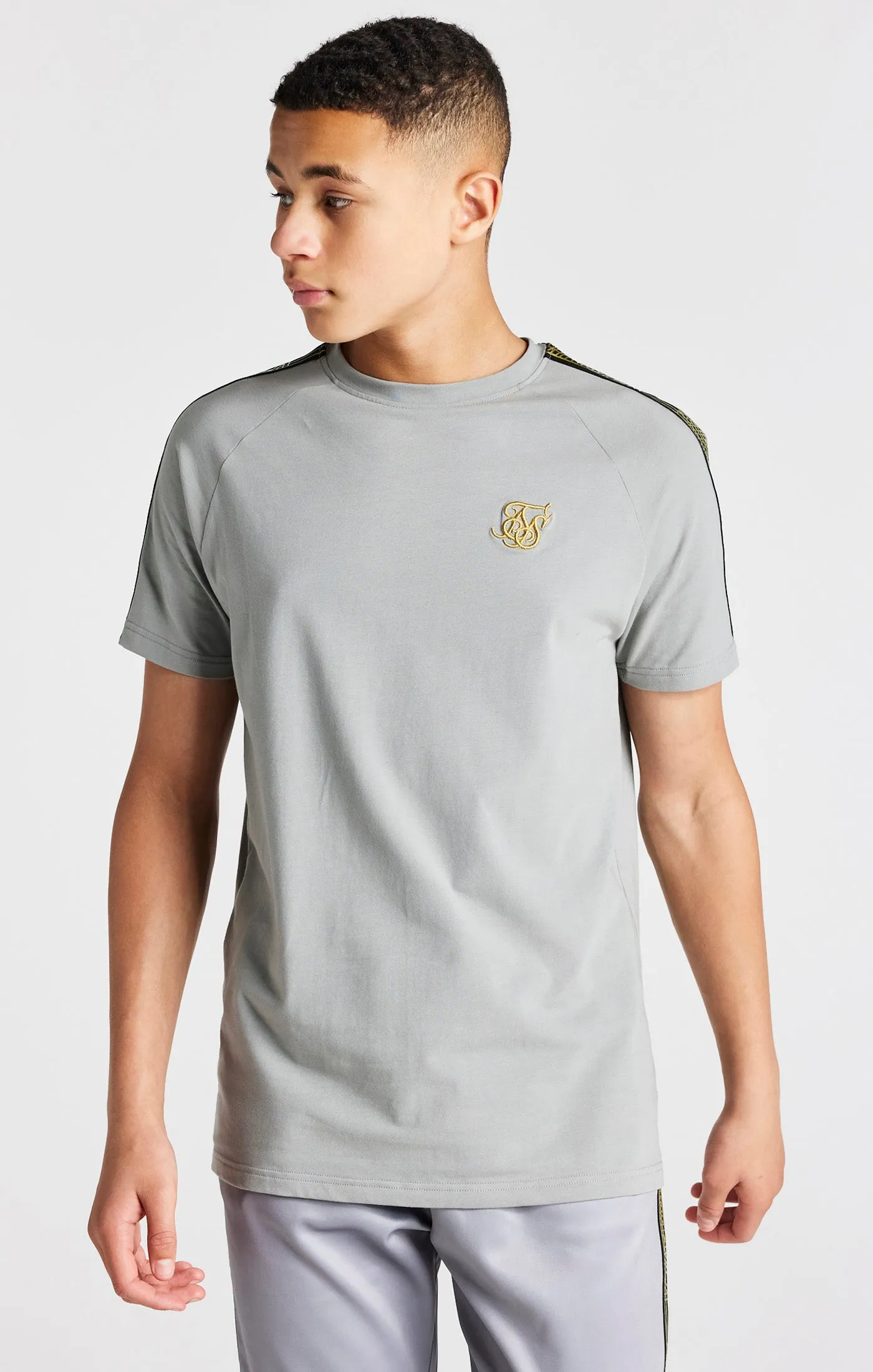 Boys Grey Taped Raglan T-Shirt sold by Siksilk
