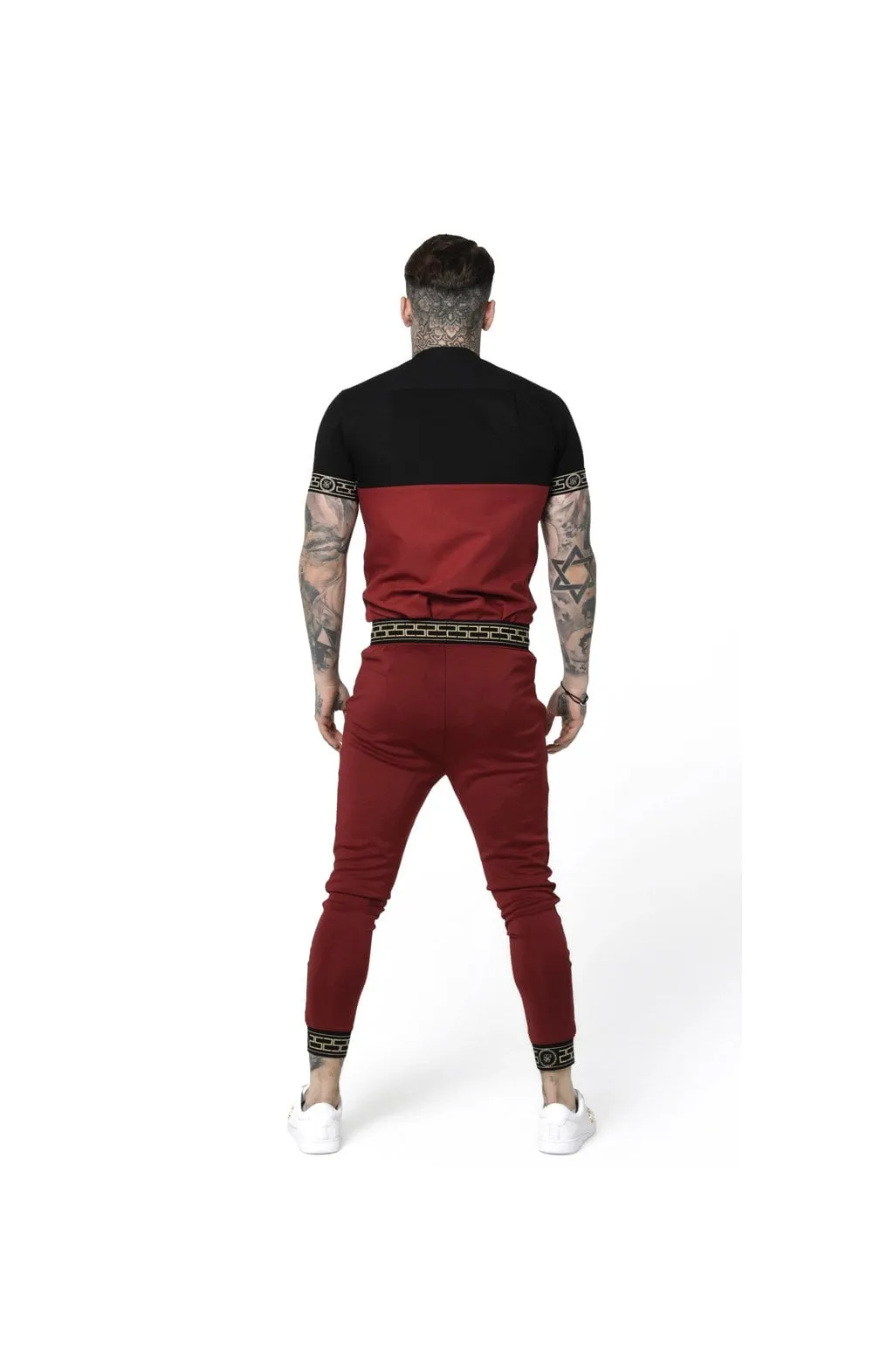 SikSilk S/S Cut & Sew Cartel Grandad Shirt - Black & Red sold by Siksilk product image thumbnail 5