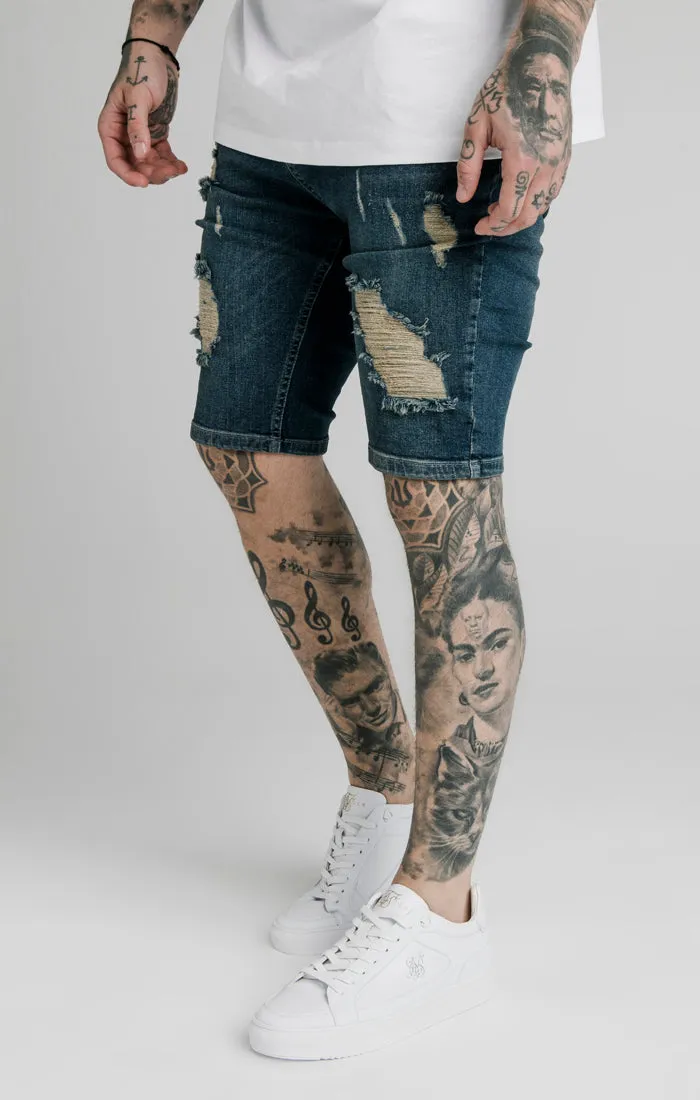 Midstone Skinny Distressed Denim Short sold by Siksilk