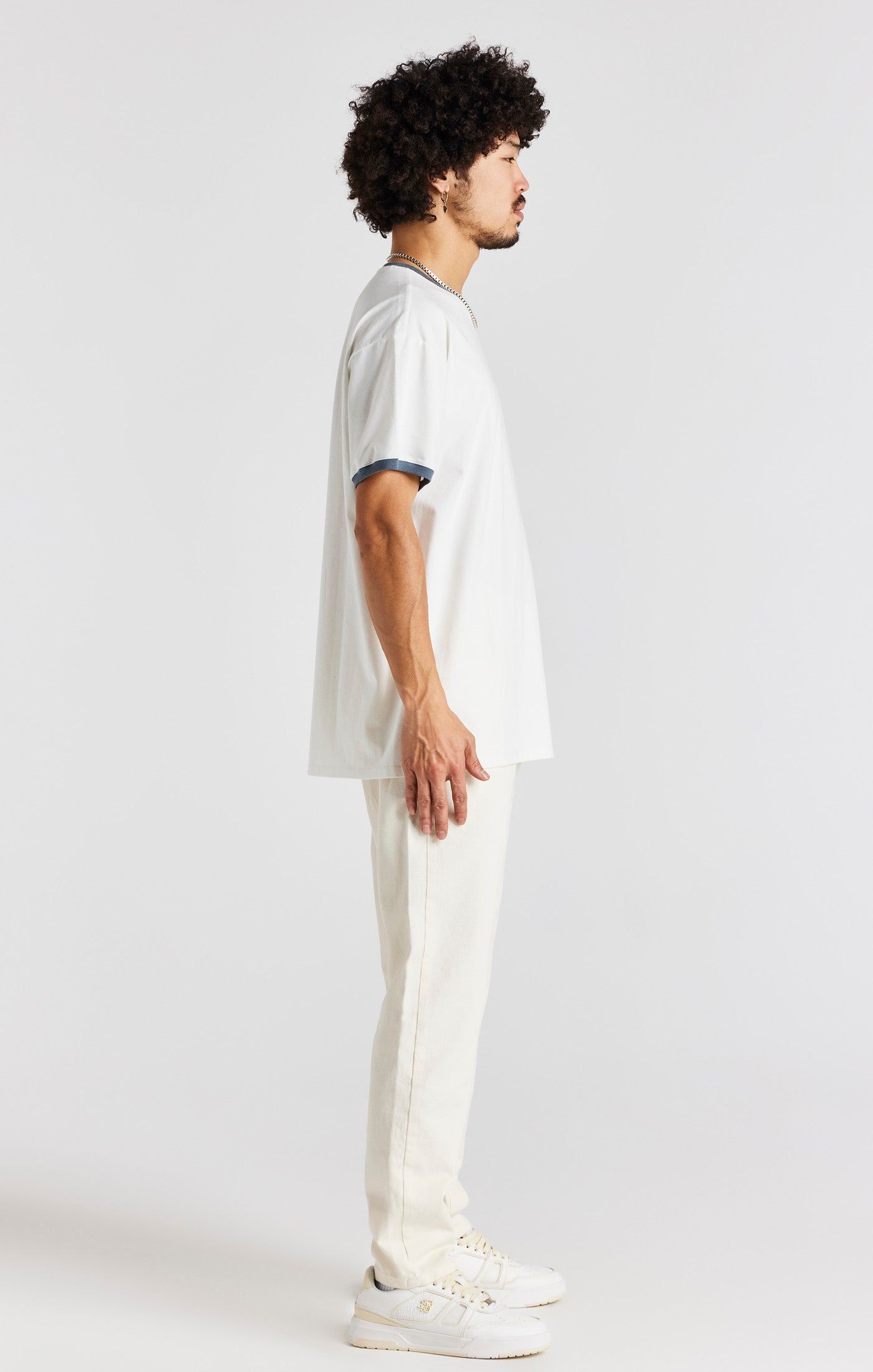 Ecru Short Sleeve Box Fit Ringer T-Shirt sold by Siksilk product image thumbnail 5