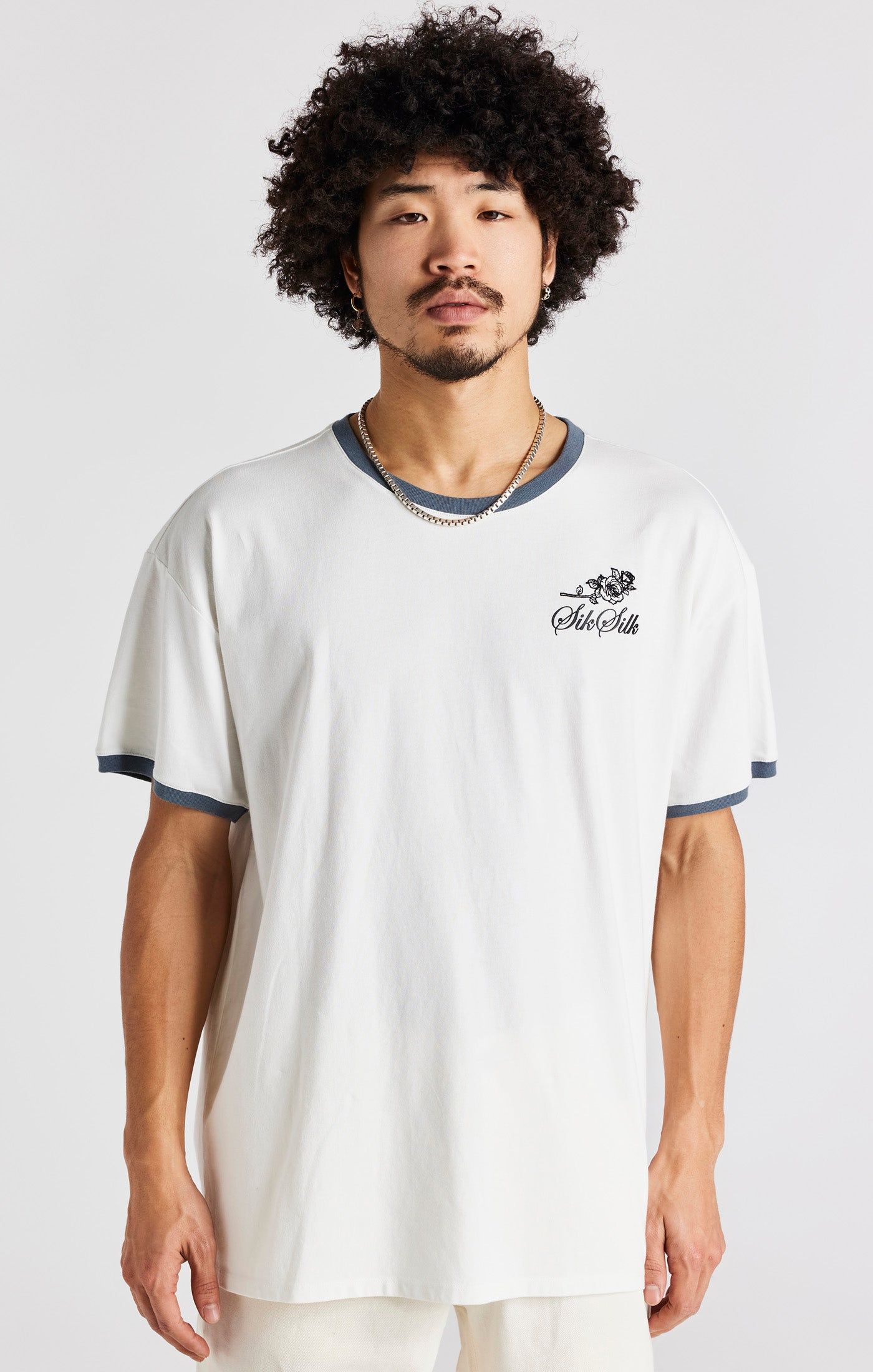 Ecru Short Sleeve Box Fit Ringer T-Shirt sold by Siksilk product image thumbnail 2