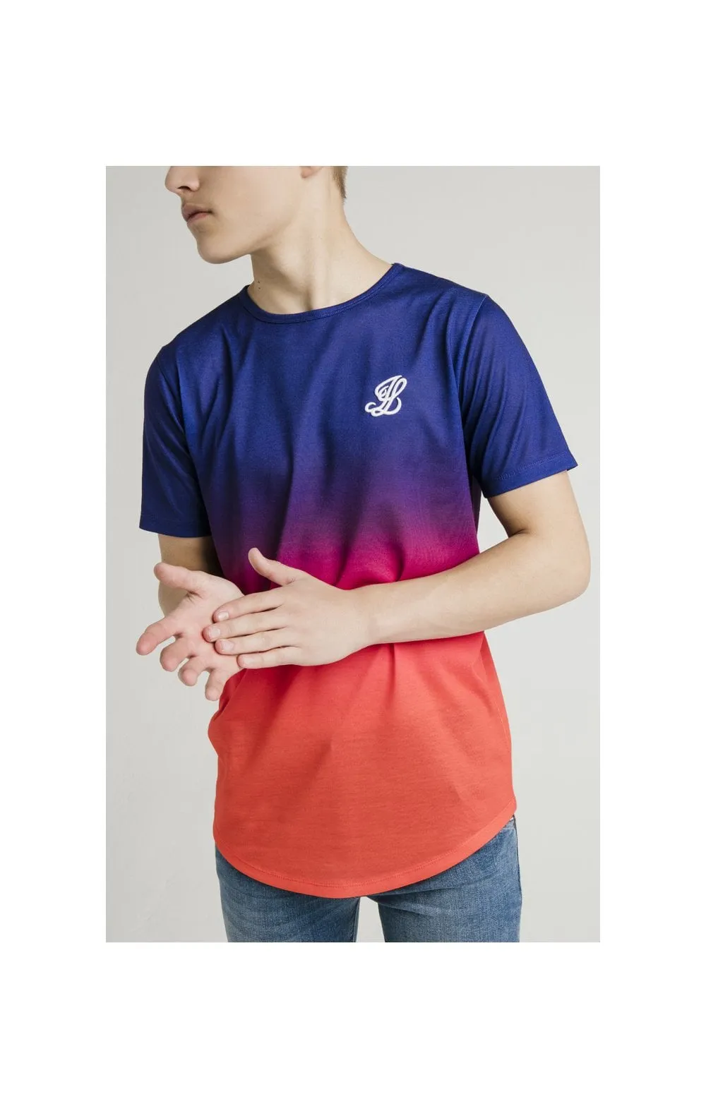 Illusive London Sunset Fade Tee - Navy,Pink & Orange sold by Siksilk