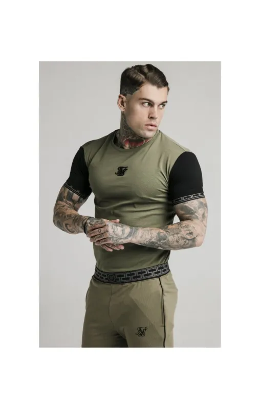 SikSilk S/S Scope Gym Tee – Khaki & Black sold by Siksilk