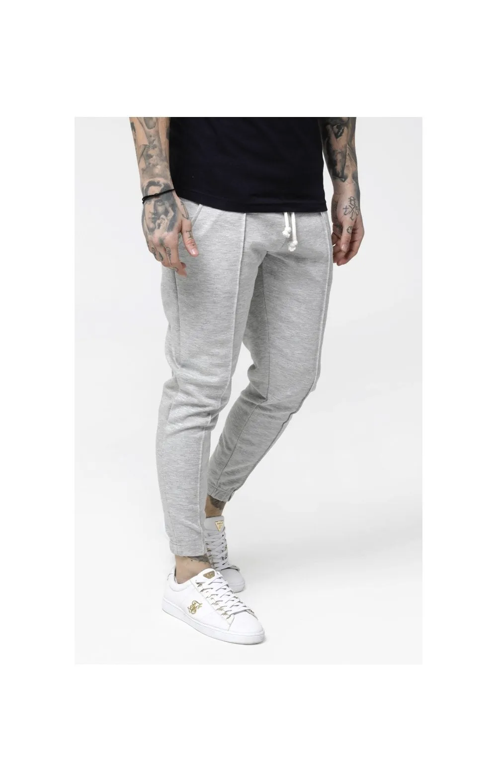 SikSilk Contrast Industry Pleated Joggers - Light Grey Marl sold by Siksilk product image thumbnail 3