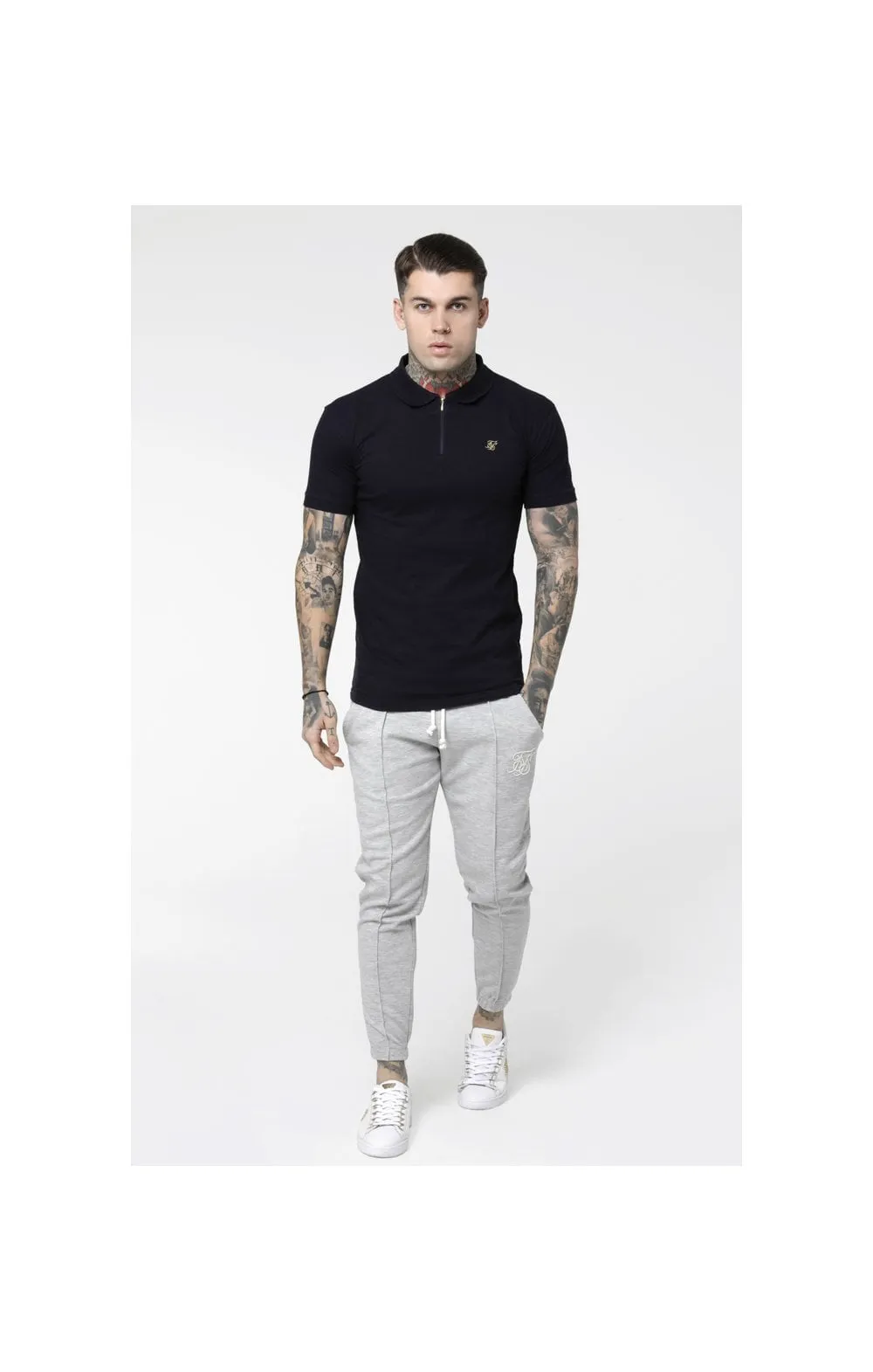 SikSilk Contrast Industry Pleated Joggers - Light Grey Marl sold by Siksilk product image thumbnail 5