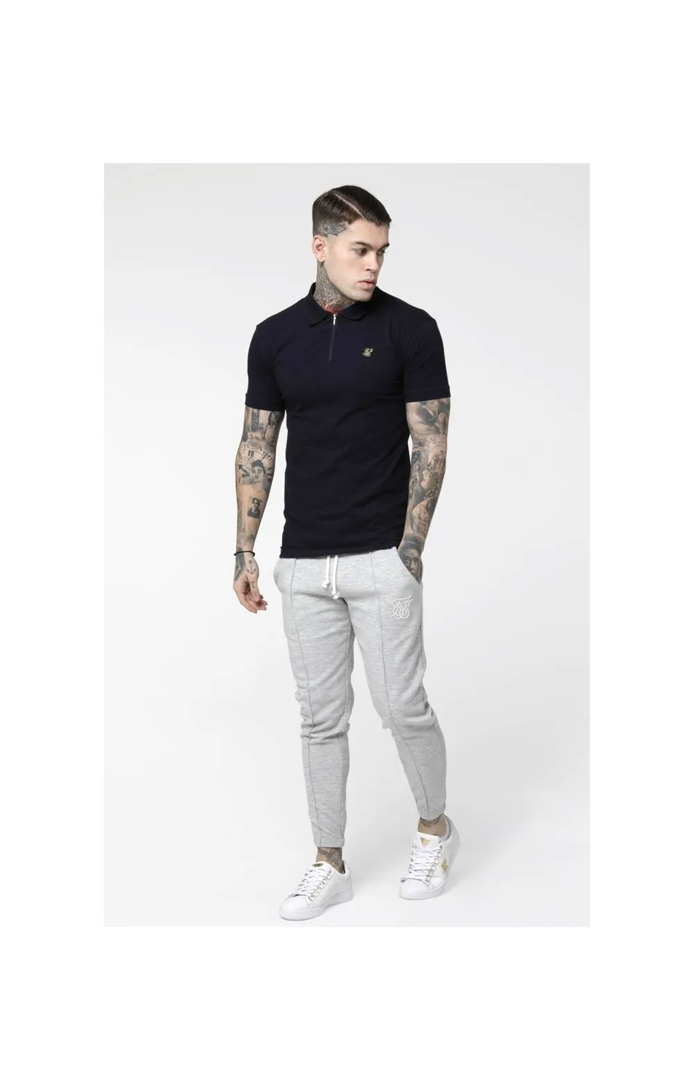 SikSilk Contrast Industry Pleated Joggers - Light Grey Marl sold by Siksilk product image thumbnail 2