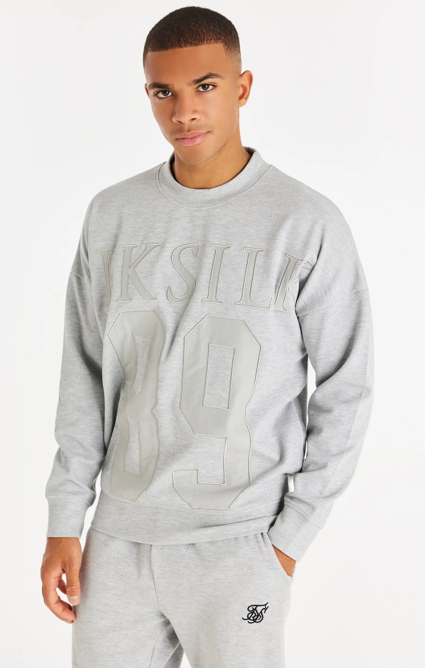 SikSilk Textured 89 Sweater - Grey Marl sold by Siksilk