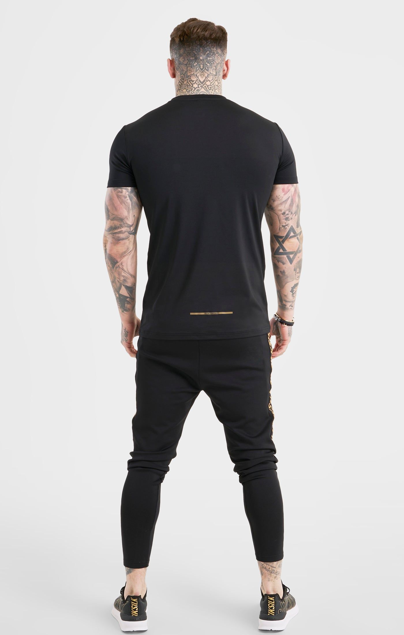 Black Sports Taped Muscle Fit Track Pant sold by Siksilk product image thumbnail 5