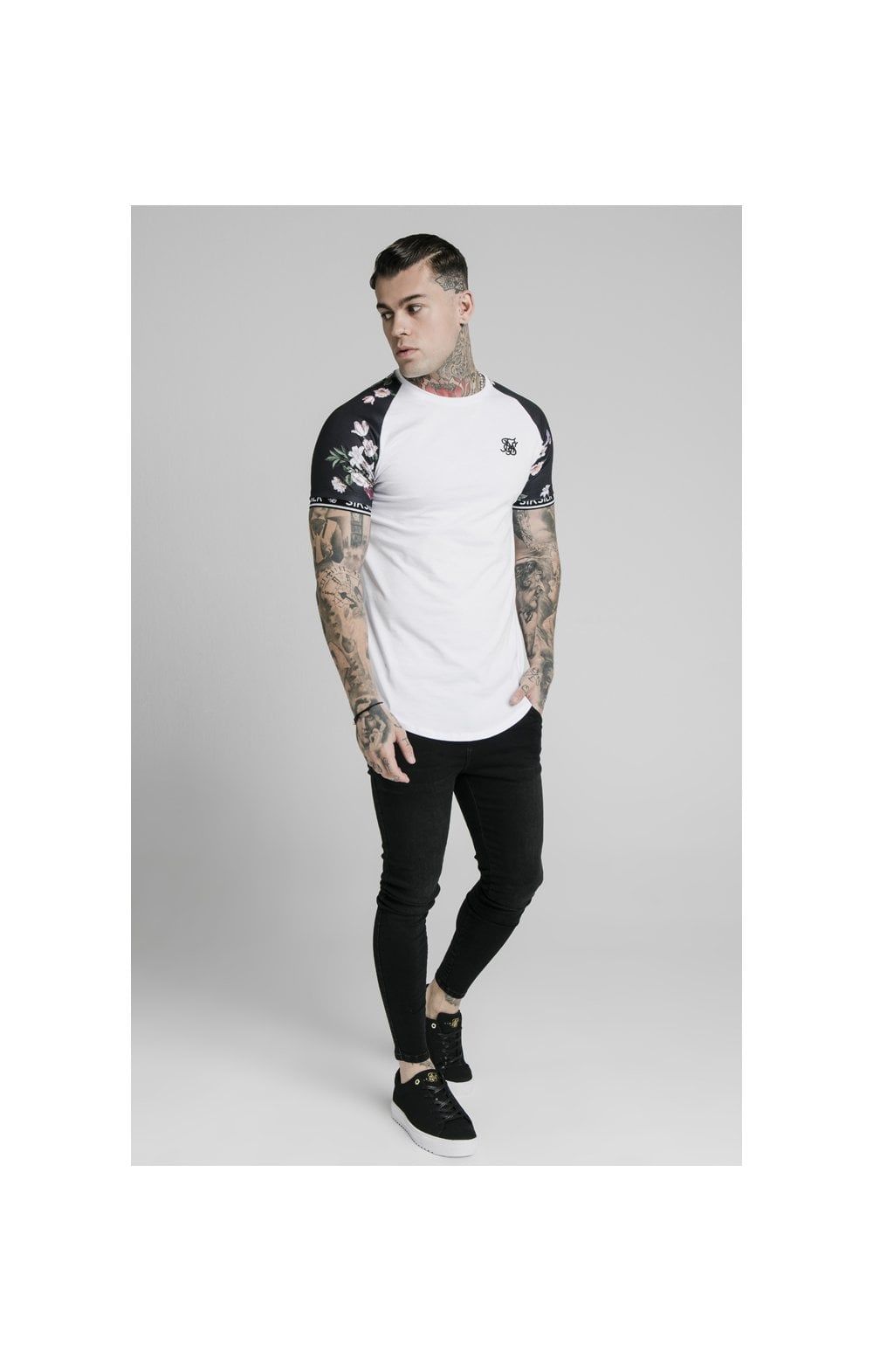 SikSilk S/S Prestige Floral Inset Tech Tee - White sold by Siksilk product image thumbnail 4