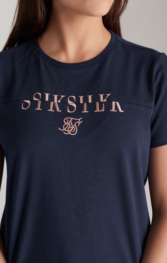 Girls Navy Logo Boyfriend T-Shirt sold by Siksilk product image thumbnail 4