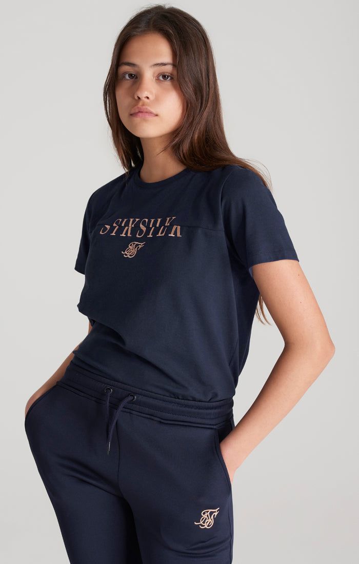 Girls Navy Logo Boyfriend T-Shirt sold by Siksilk product image thumbnail 2