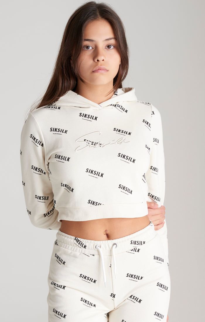 Girls Ecru Signature Cropped Sweatshirt sold by Siksilk