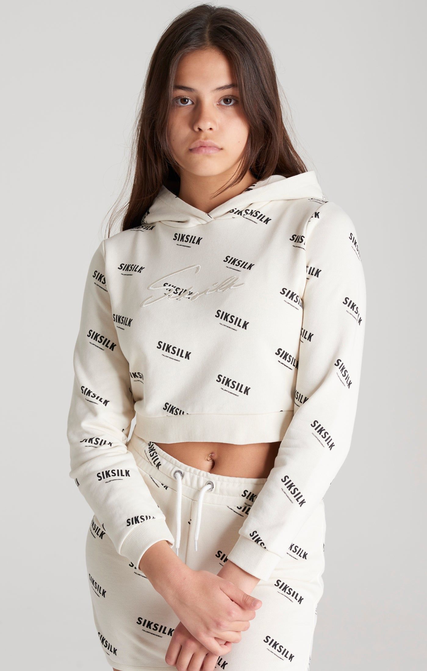 Girls Ecru Signature Cropped Sweatshirt sold by Siksilk product image thumbnail 2
