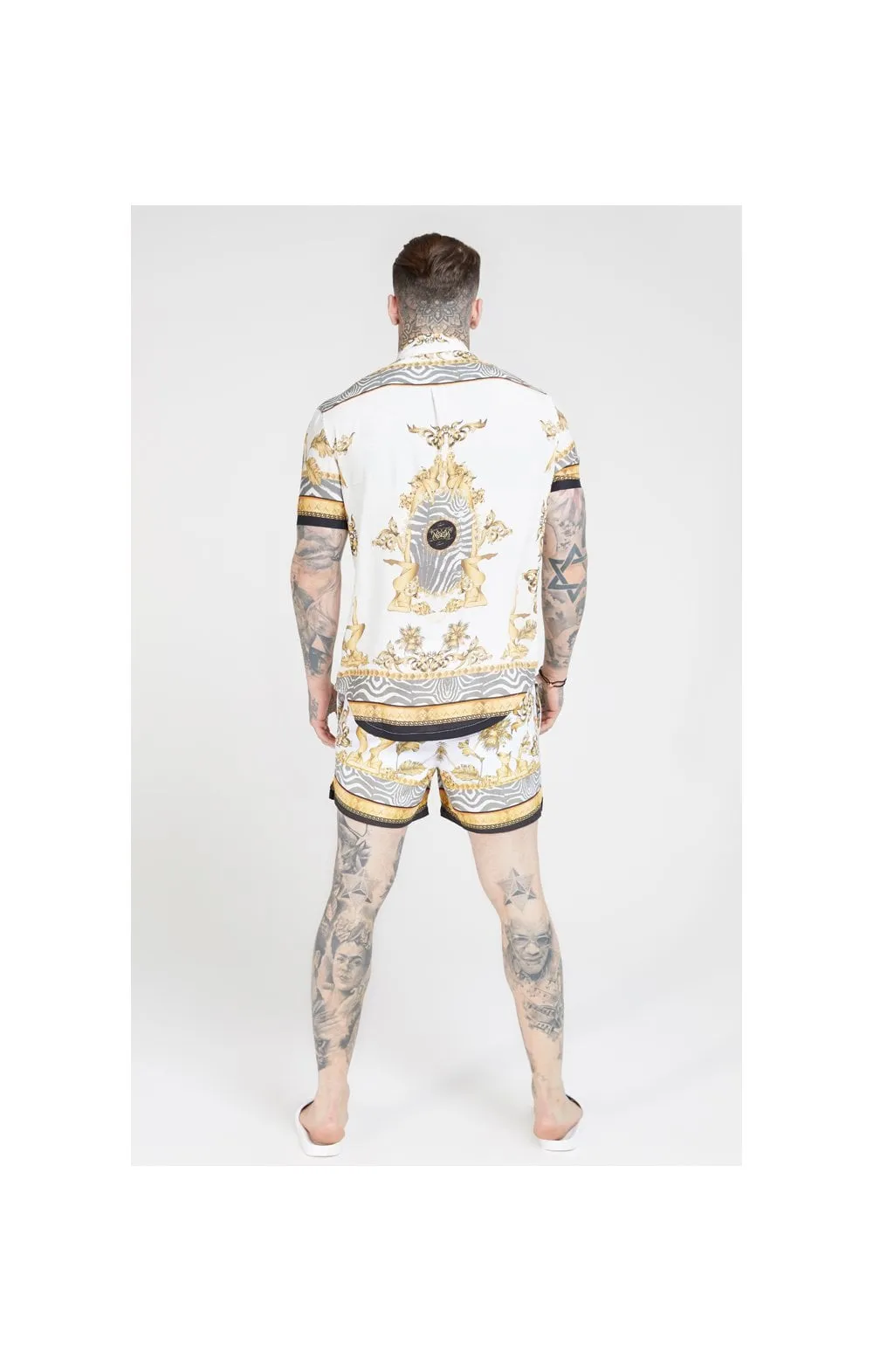 SikSilk High Collar Resort Shirt - Ocean Off White sold by Siksilk product image thumbnail 5