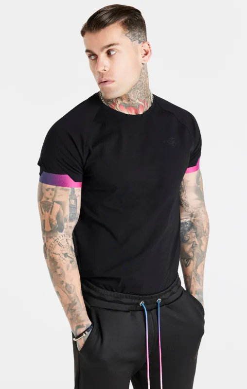 Black Fade Raglan Muscle Fit T-Shirt sold by Siksilk