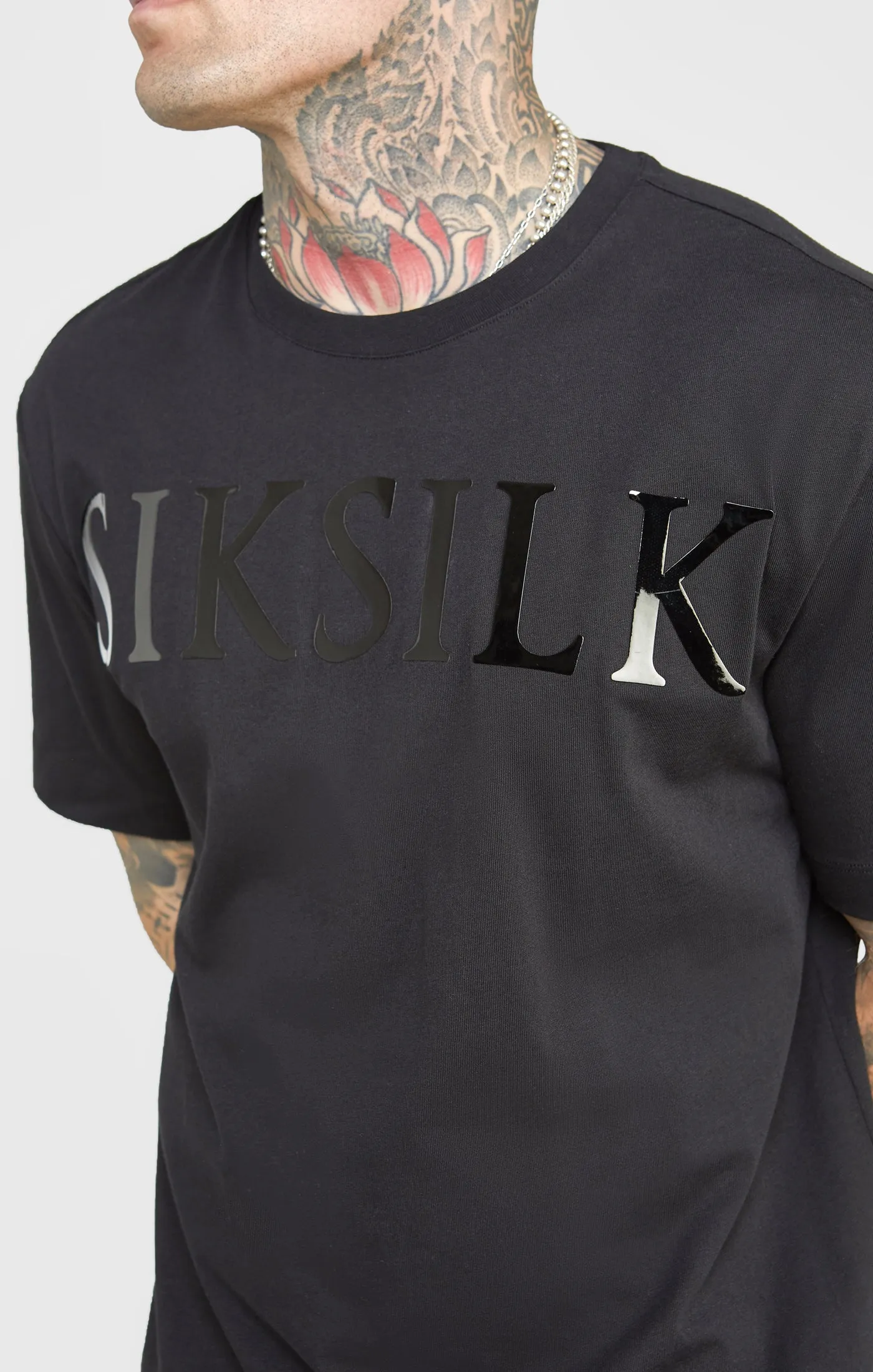 Black Oversized Back Logo T-Shirt sold by Siksilk product image thumbnail 2