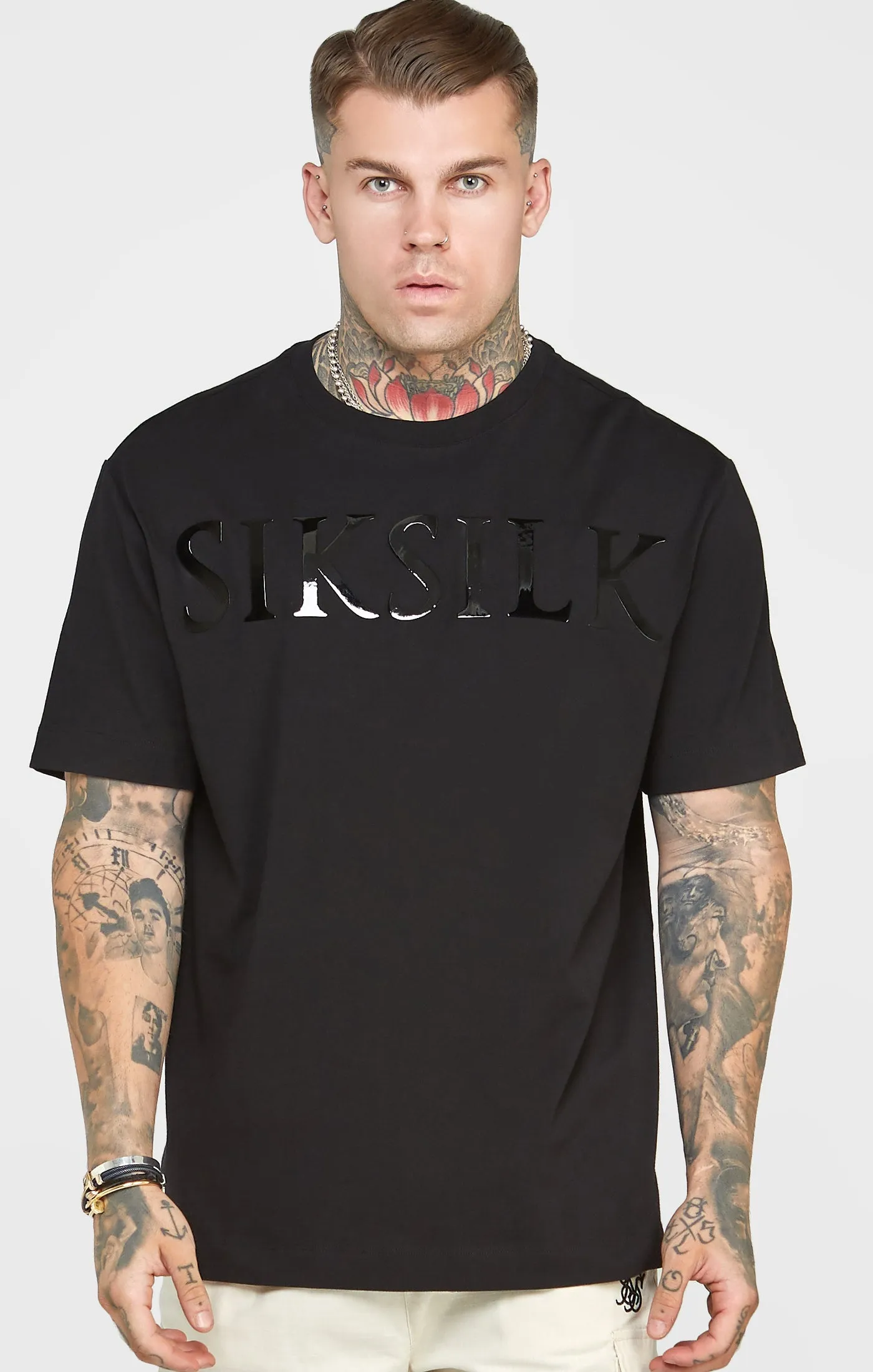 Black Oversized Back Logo T-Shirt sold by Siksilk