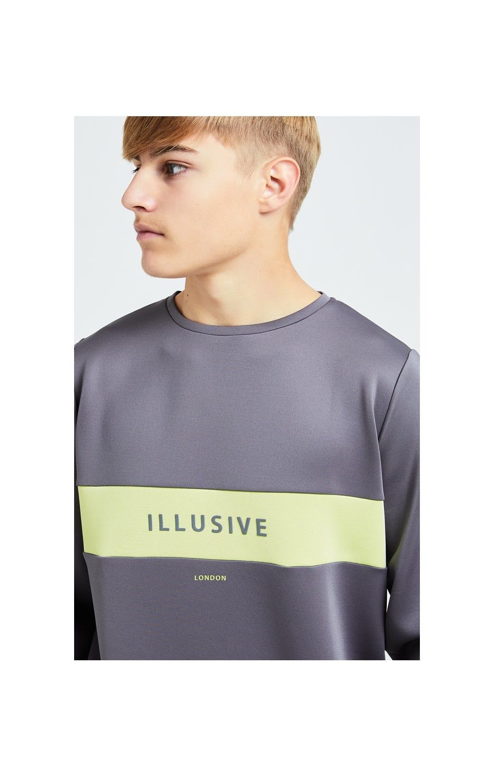 Illusive London Blaze Crew Sweater - Dark Grey & Lime sold by Siksilk product image thumbnail 2