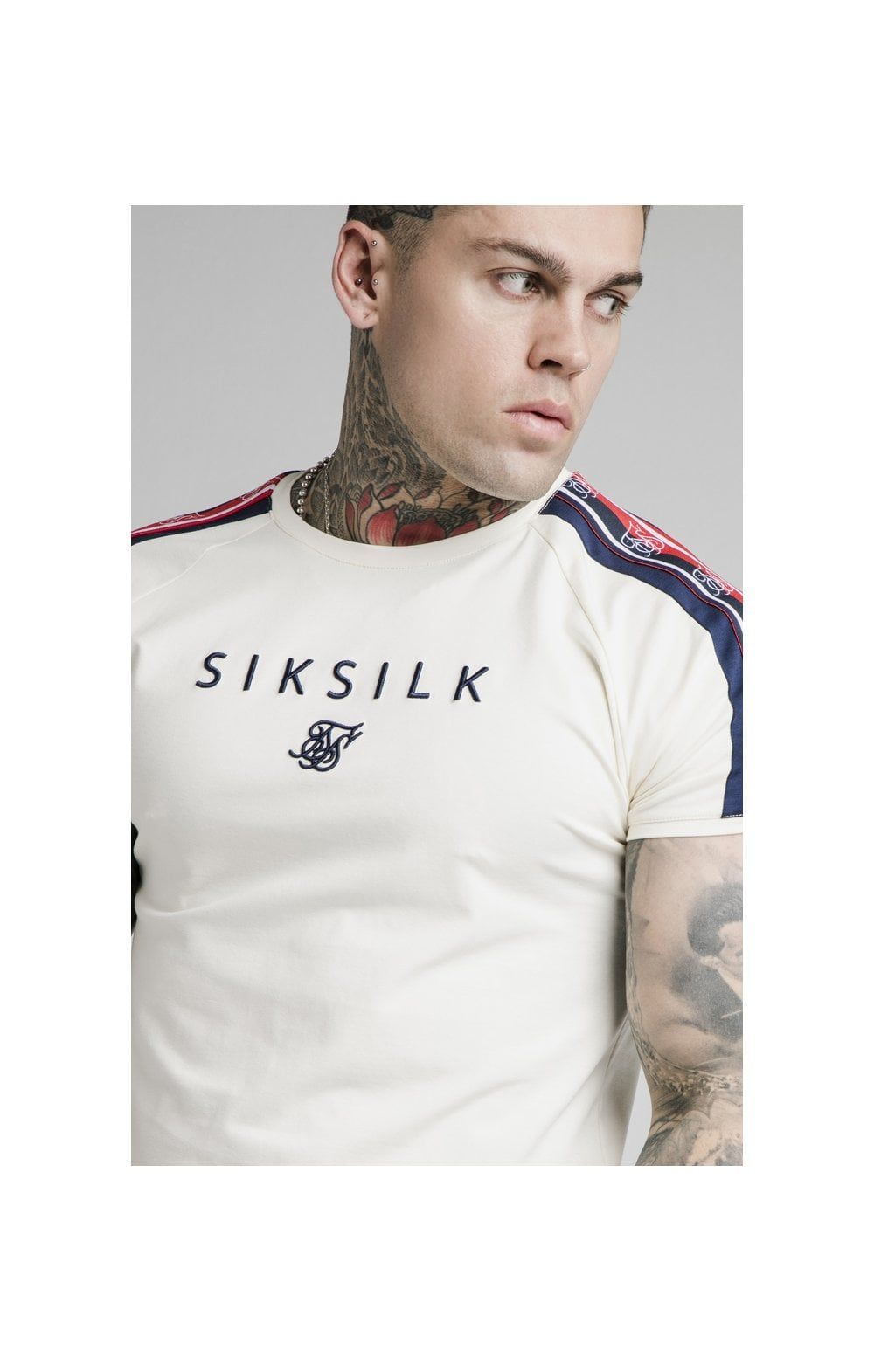 SikSilk S/S Raglan Retro Tape Gym Tee - Off White sold by Siksilk product image thumbnail 2