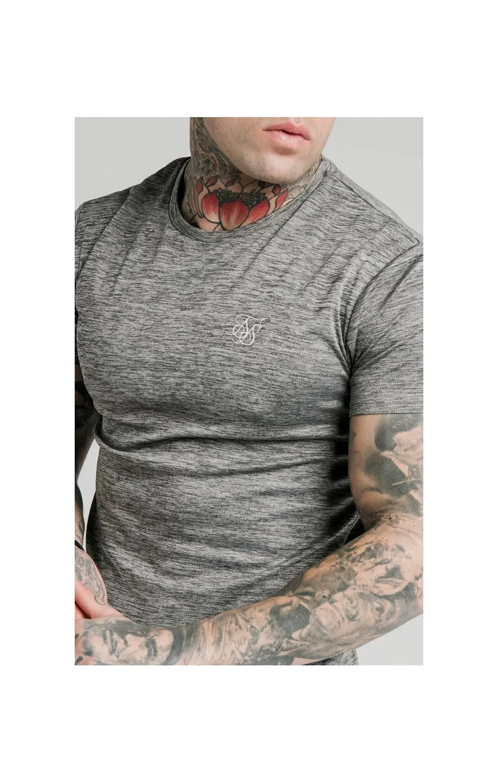 SikSilk Active Straight Hem Gym Tee - Grey Marl sold by Siksilk product image thumbnail 2