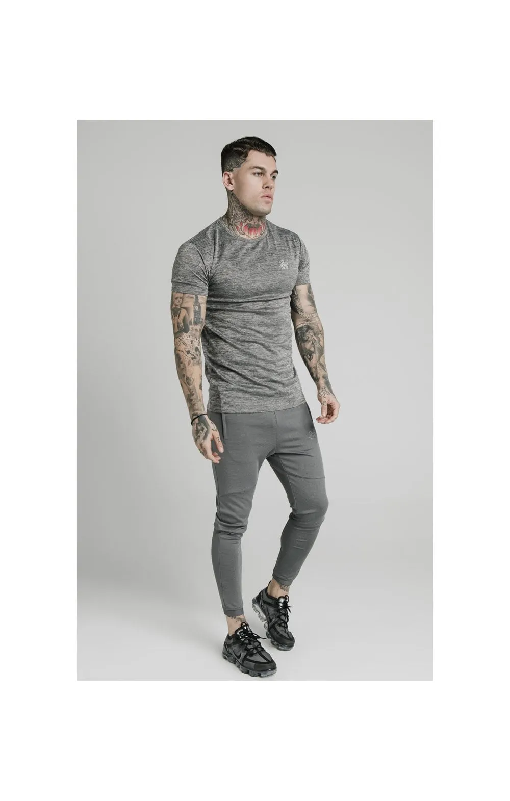 SikSilk Active Straight Hem Gym Tee - Grey Marl sold by Siksilk product image thumbnail 4