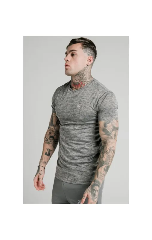 SikSilk Active Straight Hem Gym Tee - Grey Marl sold by Siksilk