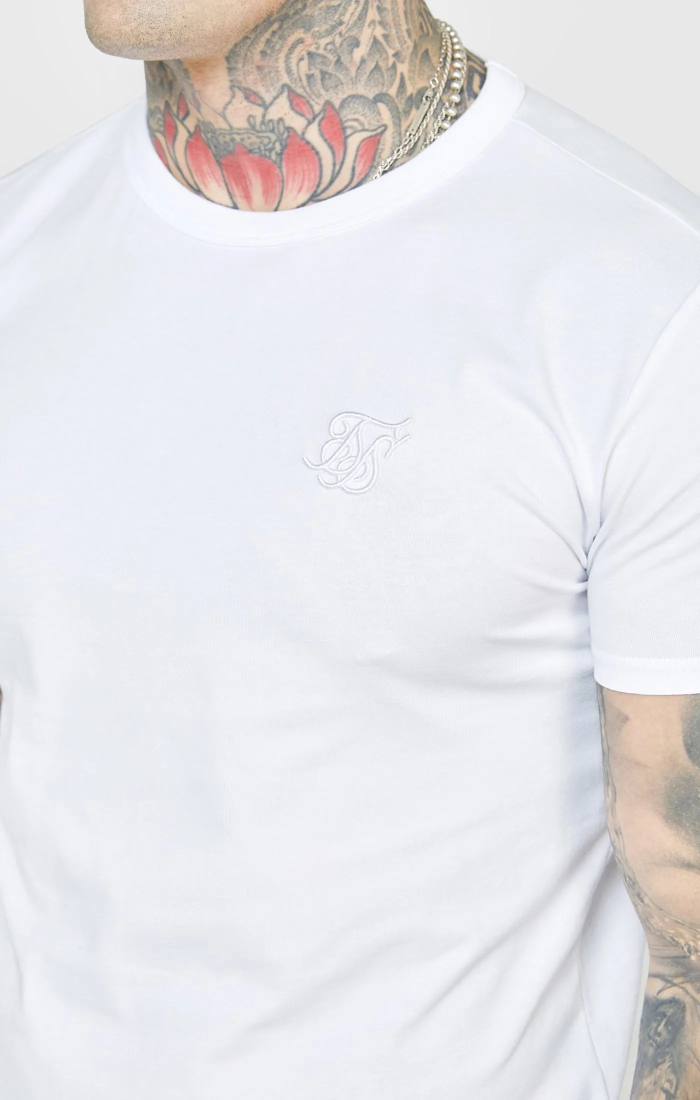 White Short Sleeve Muscle Fit T-Shirt sold by Siksilk product image thumbnail 2