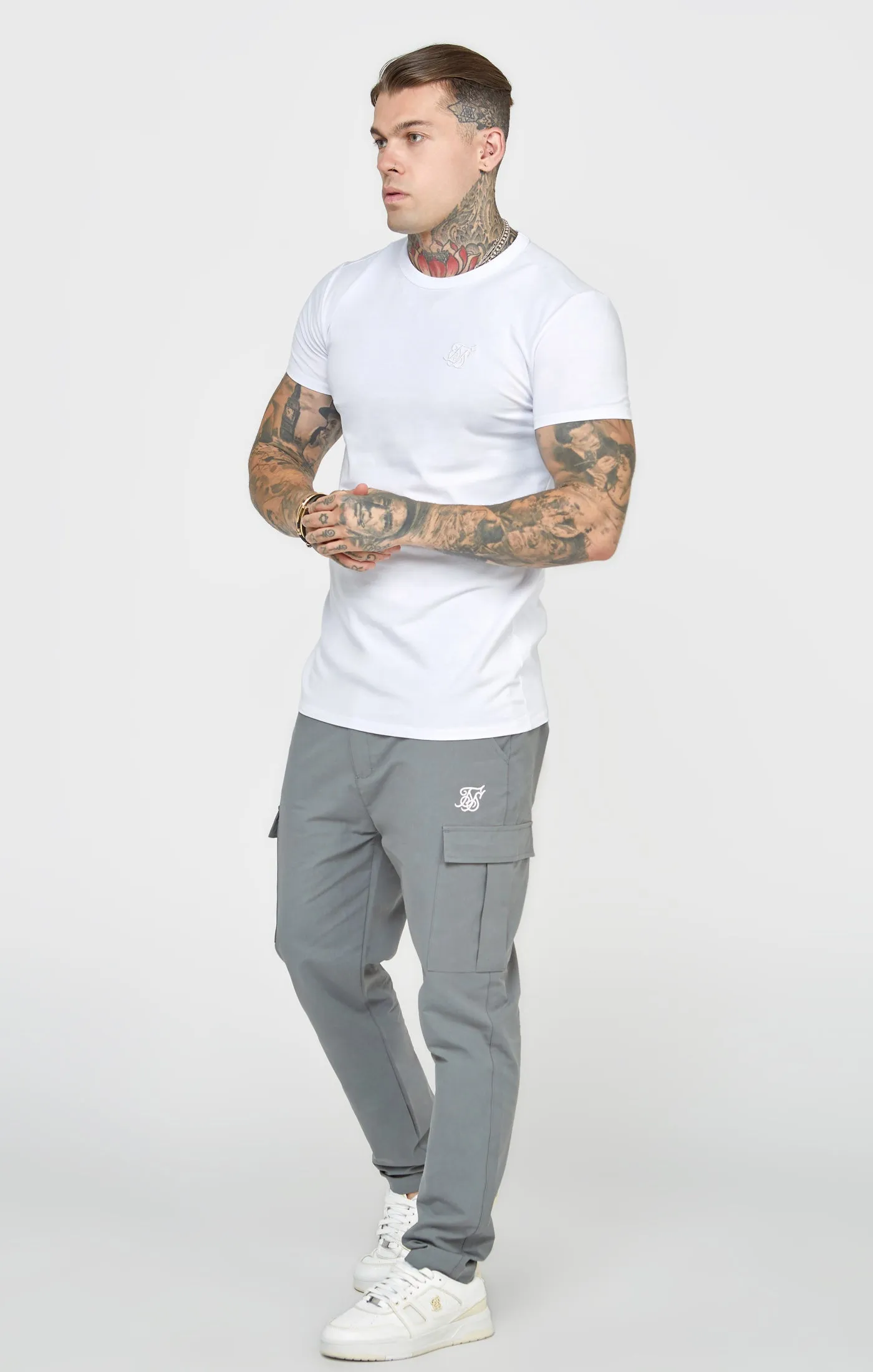 White Short Sleeve Muscle Fit T-Shirt sold by Siksilk product image thumbnail 3