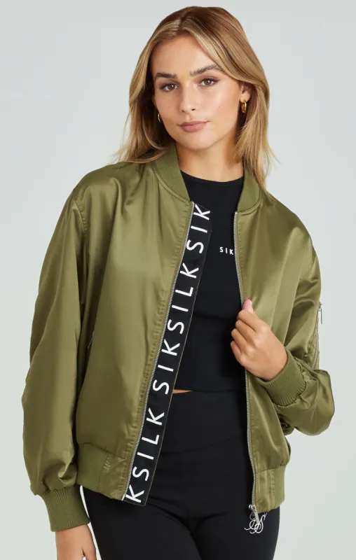 Bomber SikSilk Donna Nero Con Monogramma Velluto | UK10, Giacca Corta Con Zip