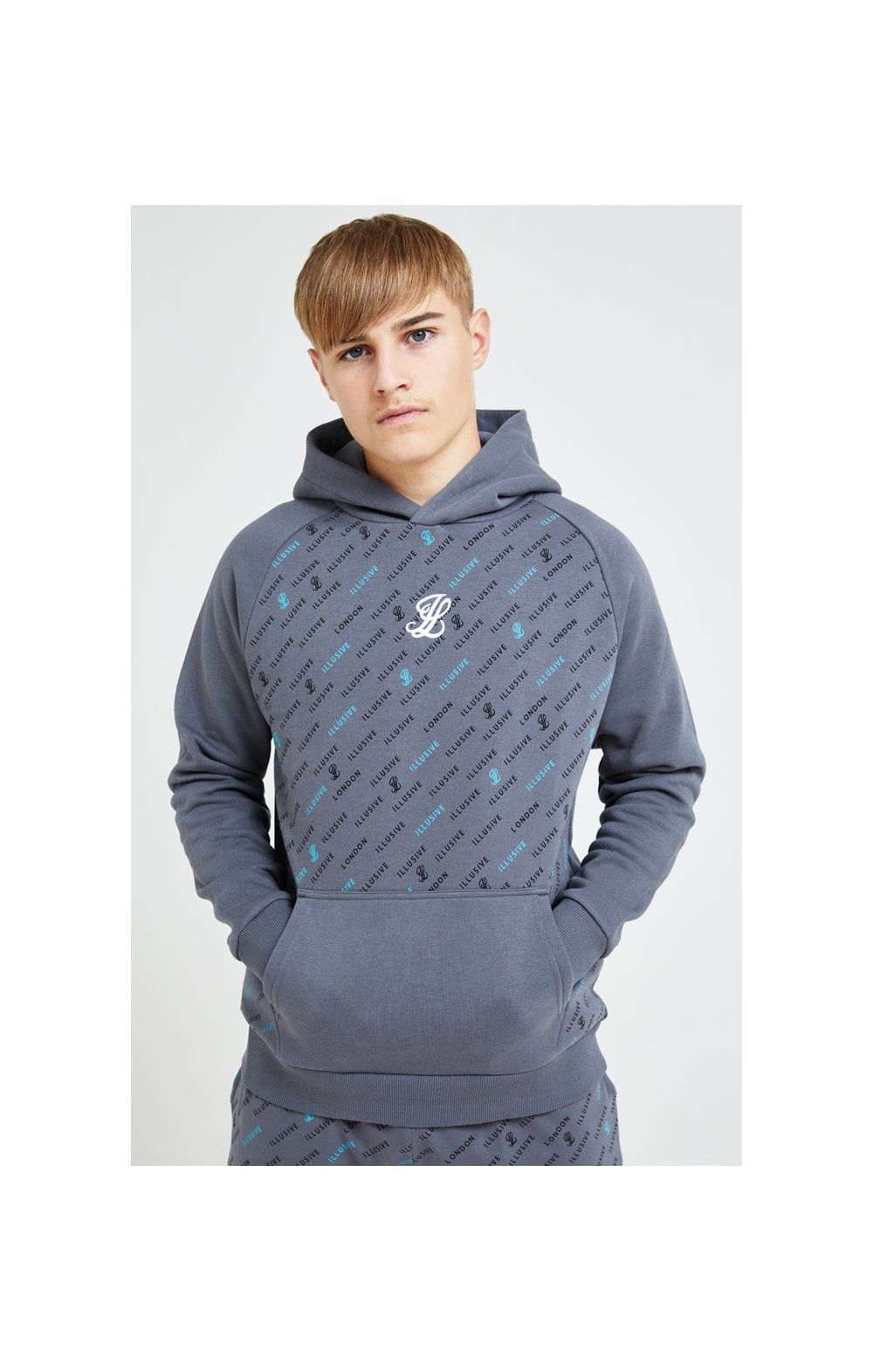 Illusive London Monogram Aop Hoodie - Grey sold by Siksilk