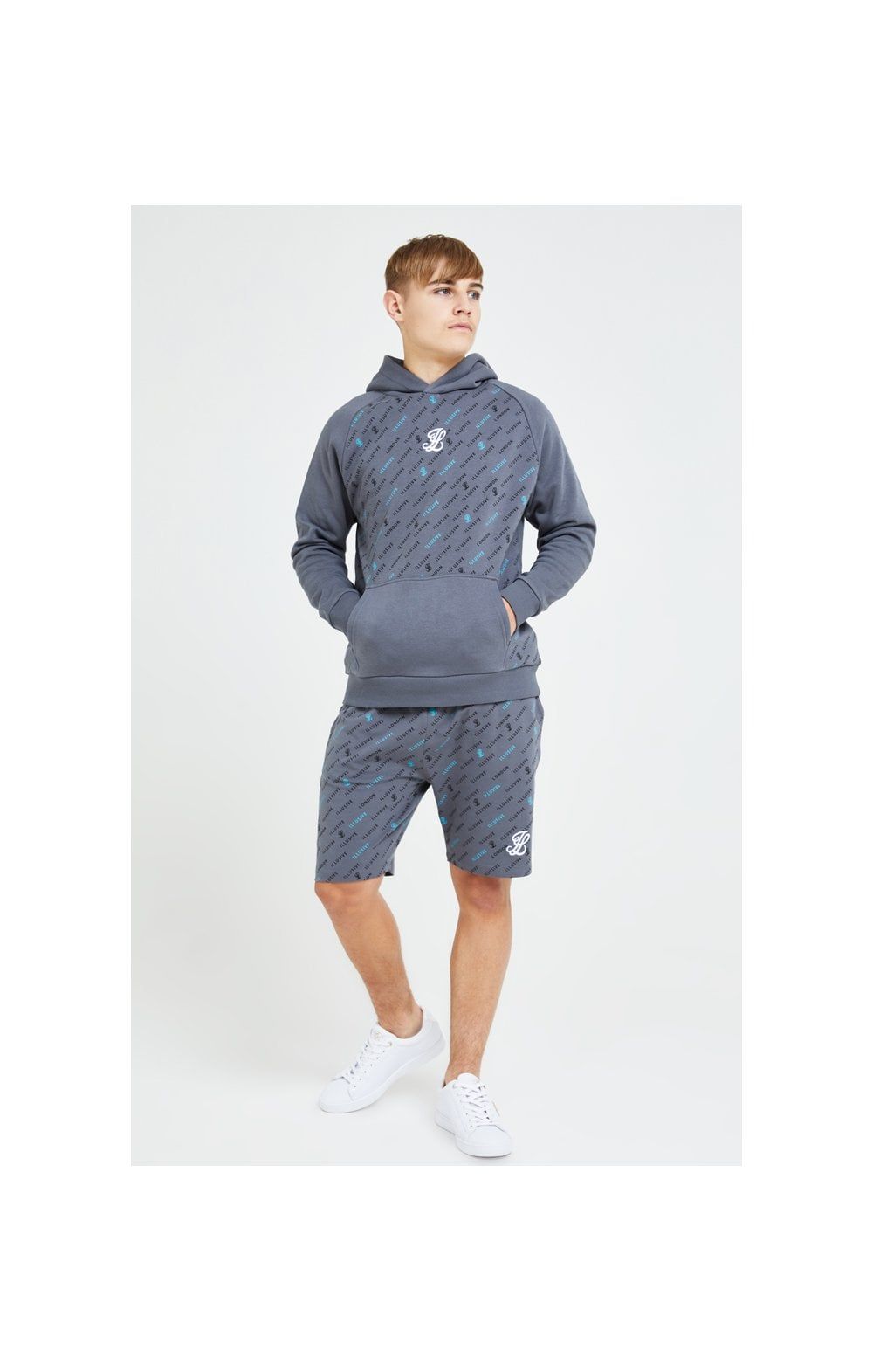 Illusive London Monogram Aop Hoodie - Grey sold by Siksilk product image thumbnail 5