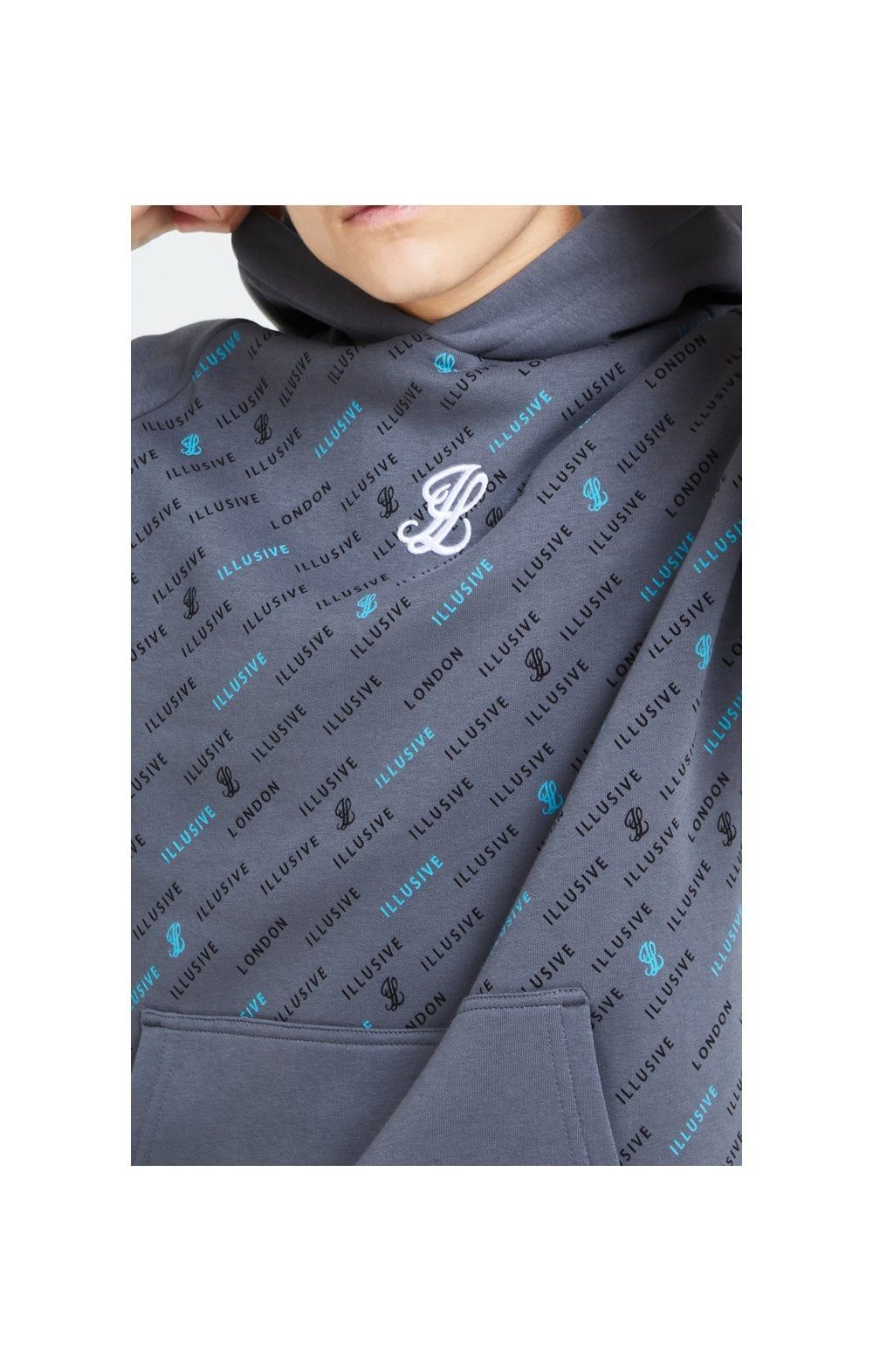 Illusive London Monogram Aop Hoodie - Grey sold by Siksilk product image thumbnail 2