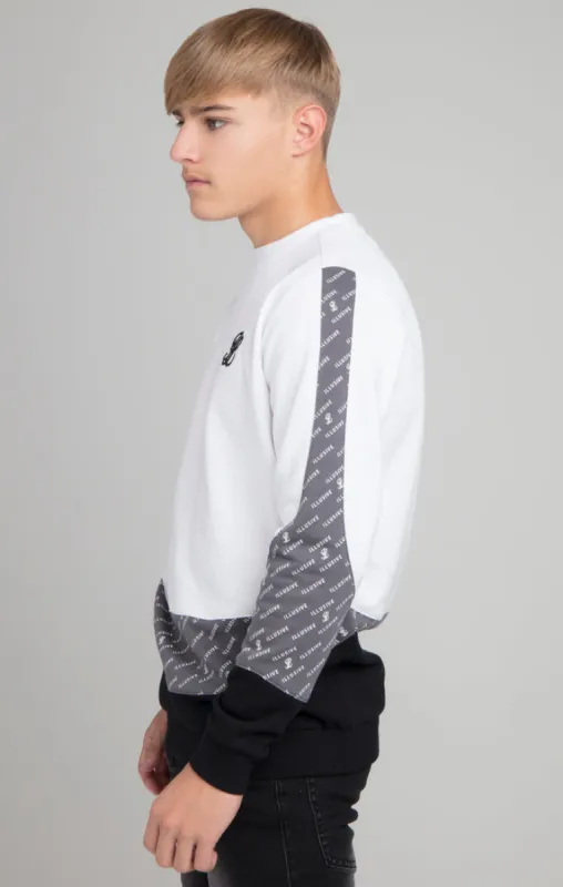 Boys Illusive White Panelled Sweatshirt sold by Siksilk