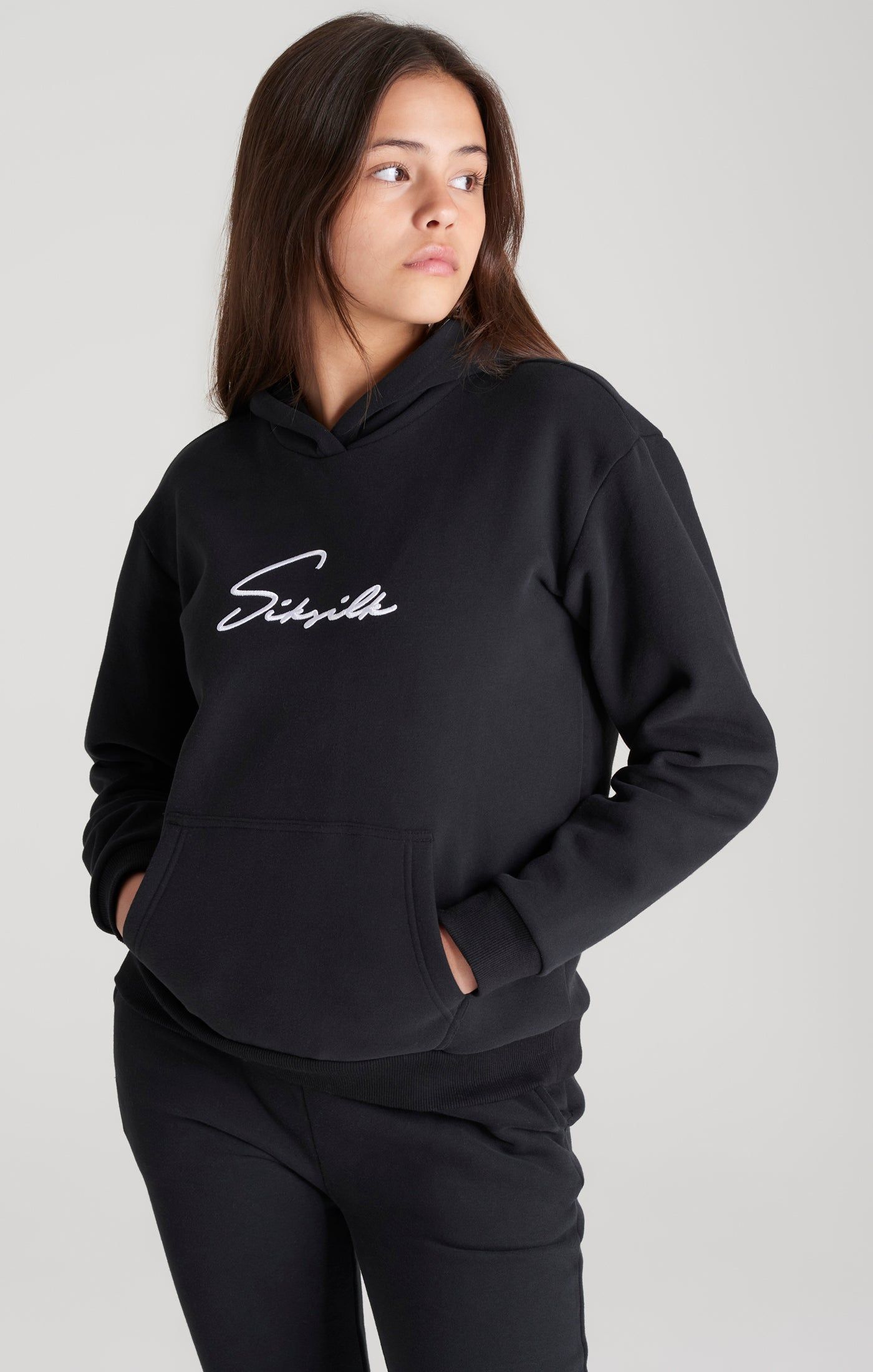 Girls Black Signature Overhead Hoodie sold by Siksilk product image thumbnail 2