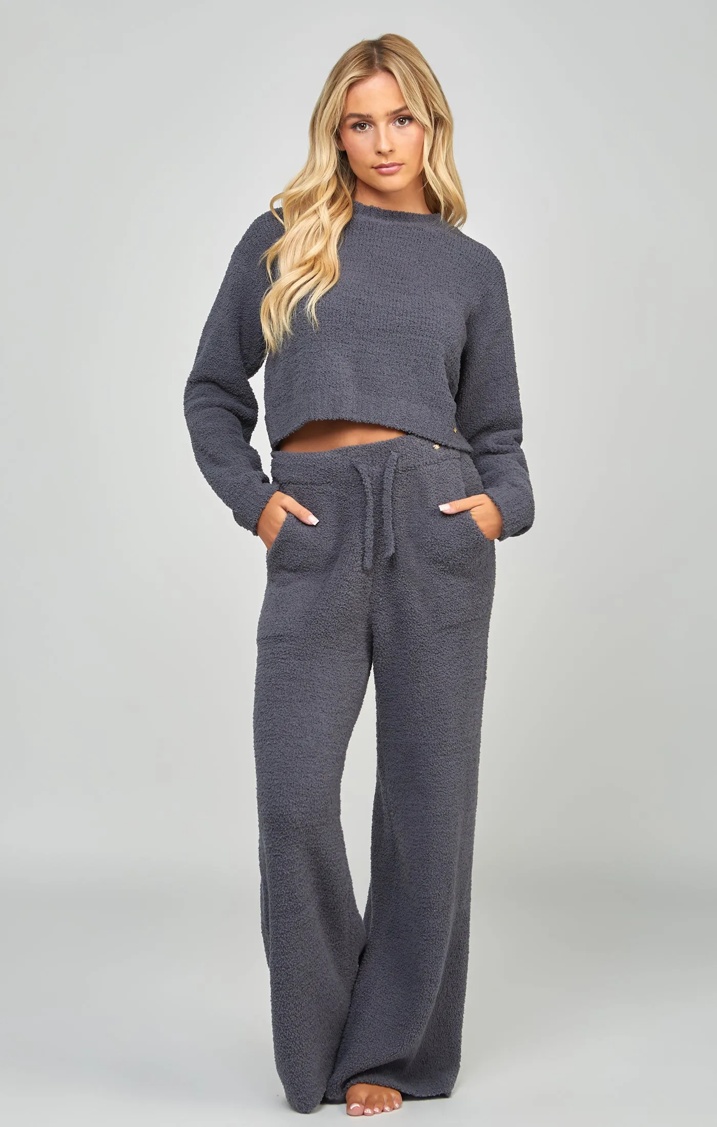 Charcoal Cropped Lounge Sweat sold by Siksilk product image thumbnail 4