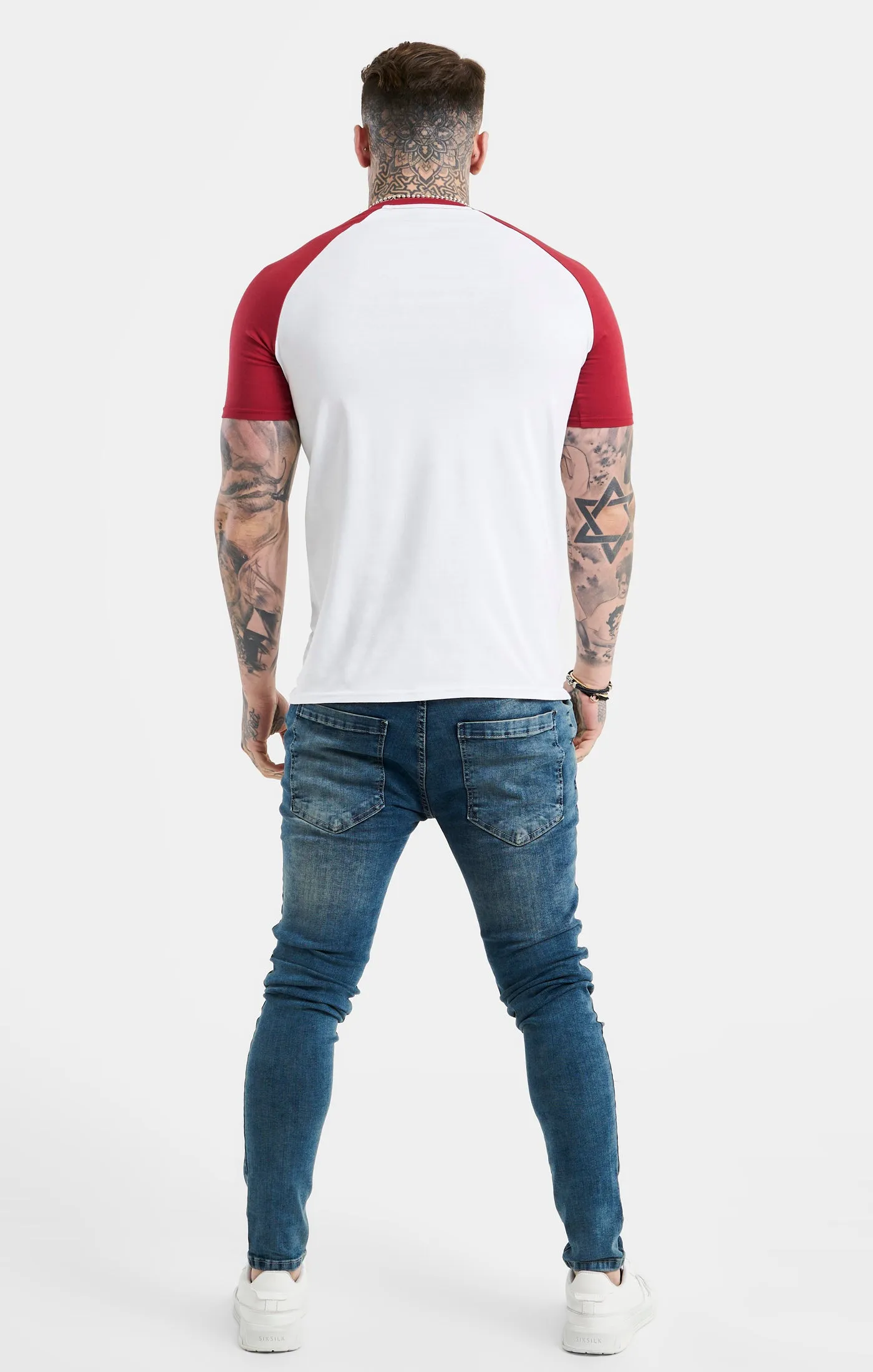 White Raglan Muscle Fit T-Shirt sold by Siksilk product image thumbnail 5