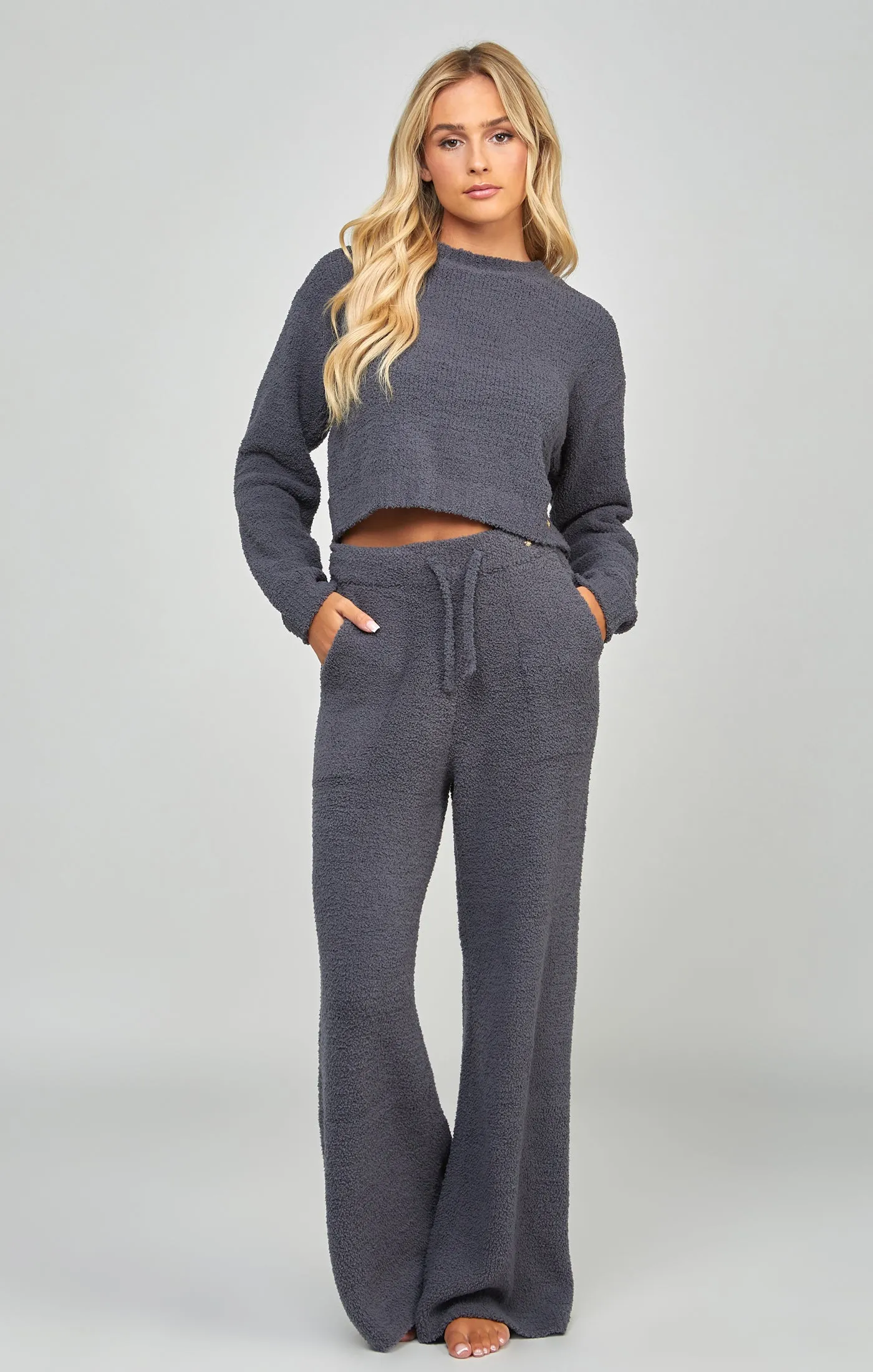 Charcoal Cropped Lounge Sweat sold by Siksilk product image thumbnail 3