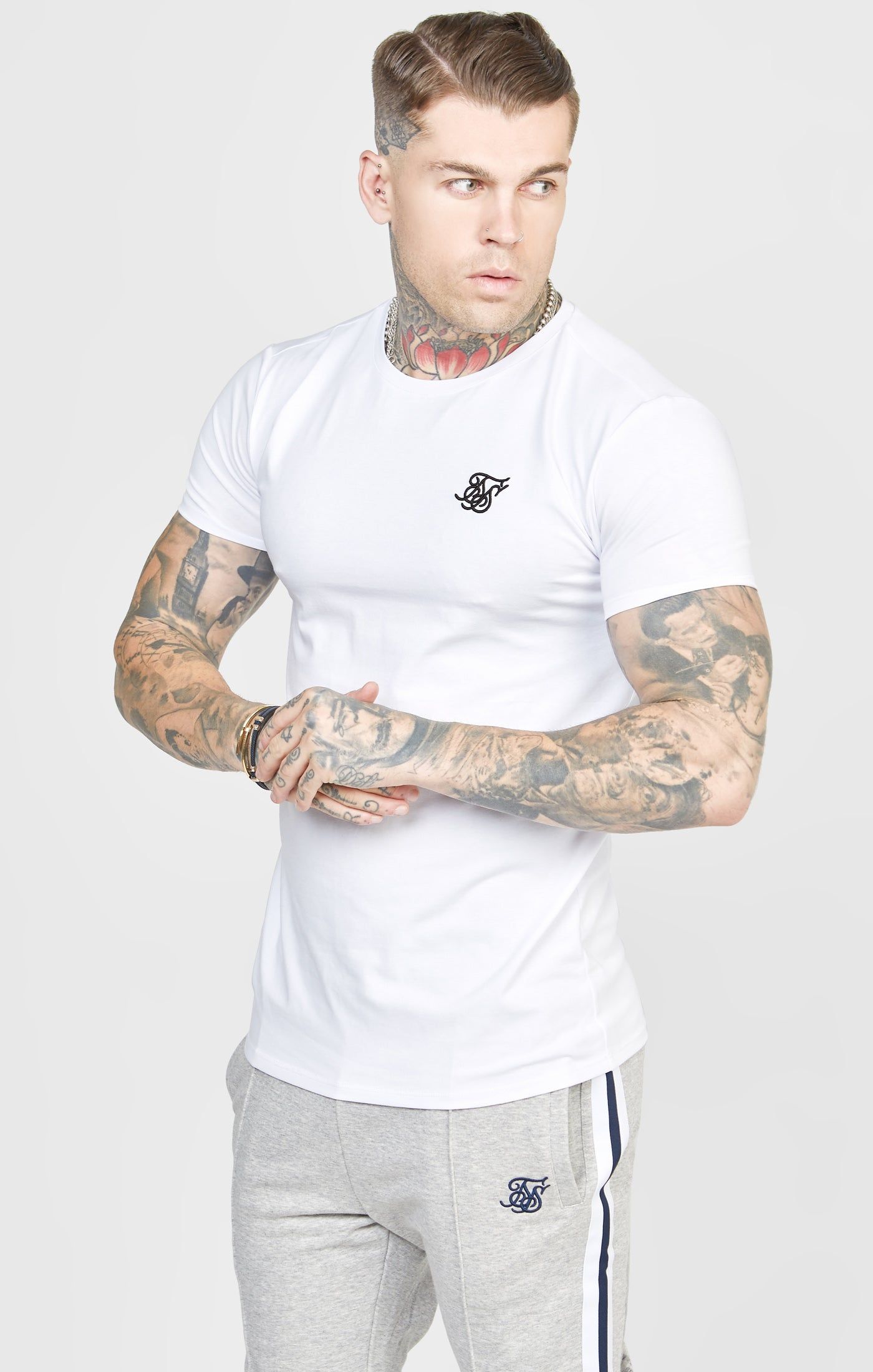 Black Twin Pack Muscle Fit T-Shirt sold by Siksilk product image thumbnail 2