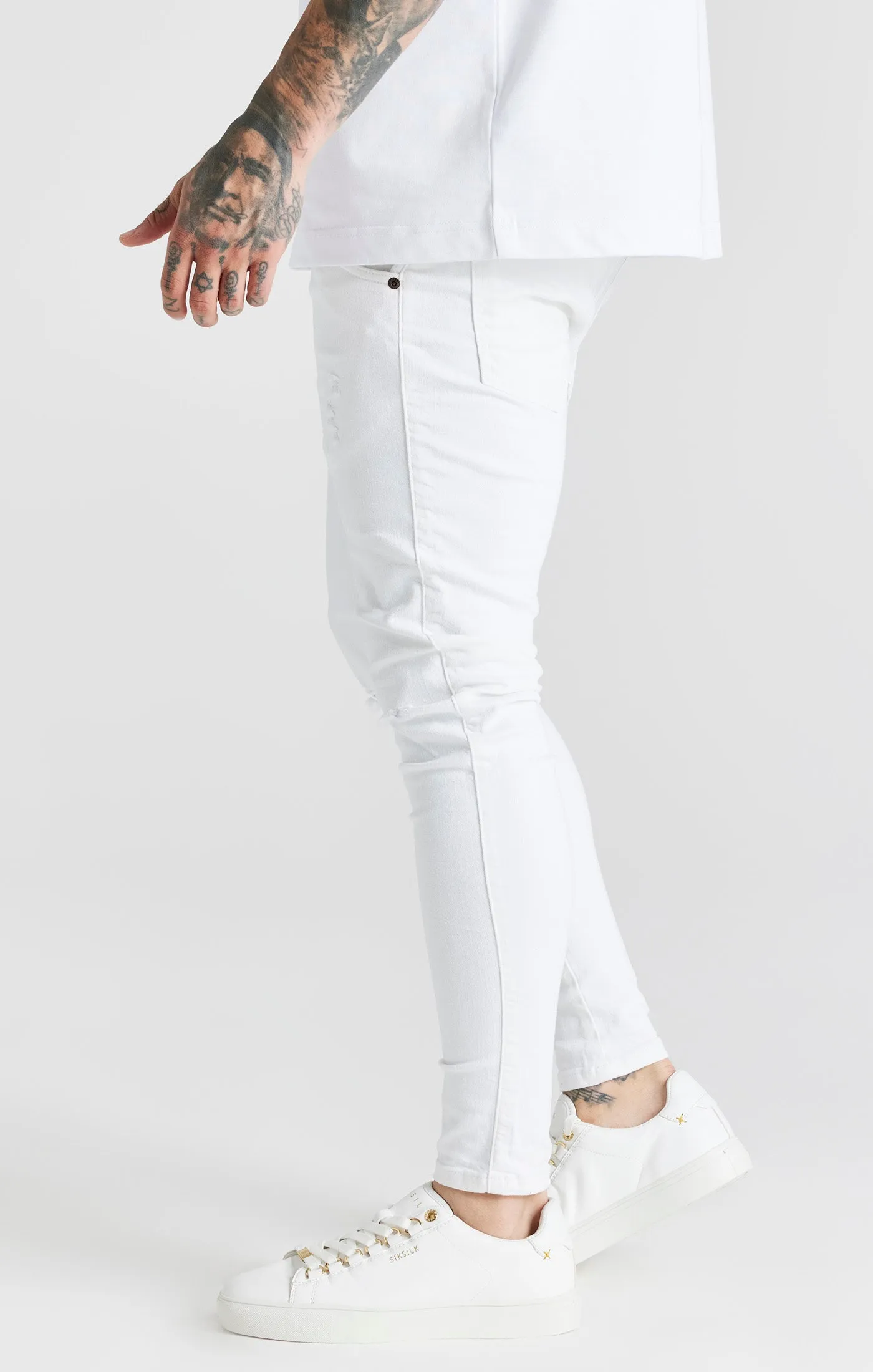 White Essential Distressed Skinny Jean sold by Siksilk product image thumbnail 2