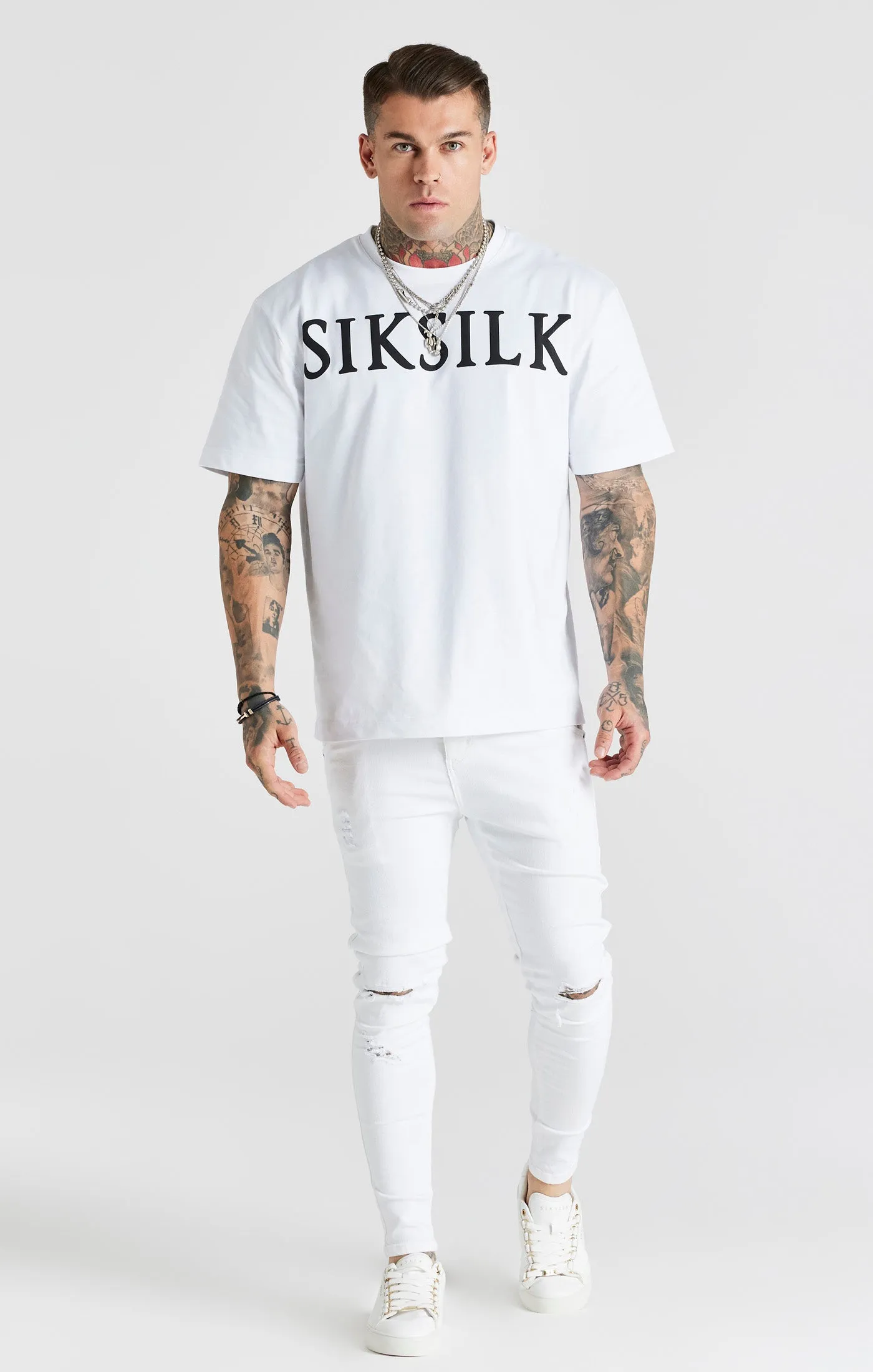 White Essential Distressed Skinny Jean sold by Siksilk product image thumbnail 3