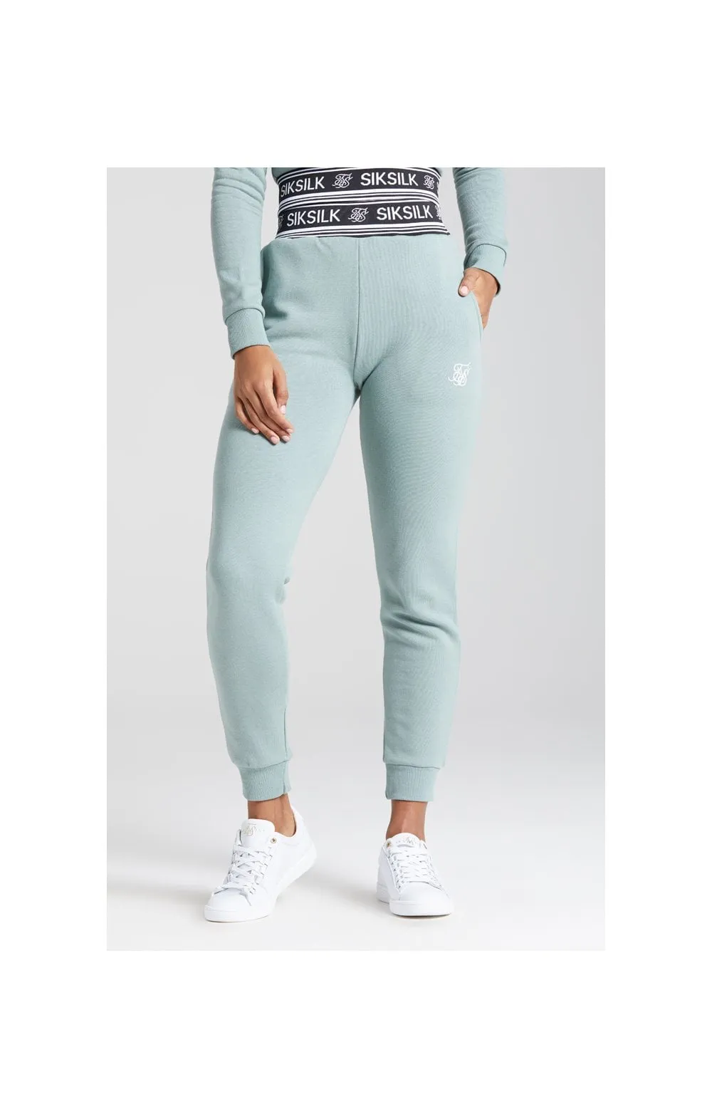 SikSilk Logo Ribbed Track Pant - Sage sold by Siksilk