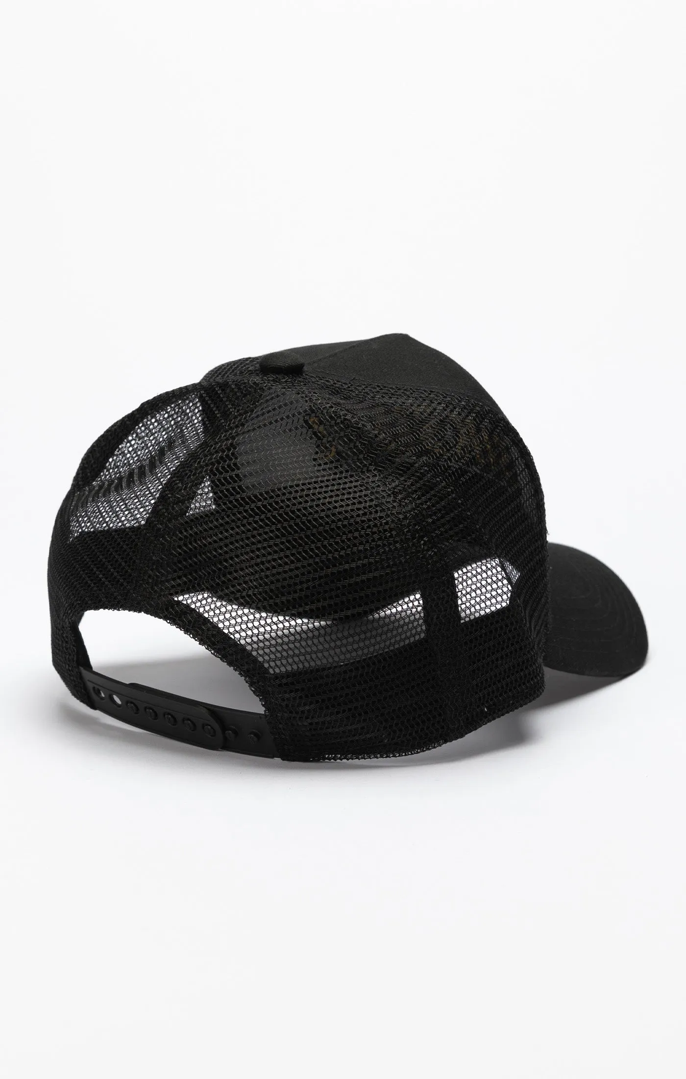 Black Applique Patch Mesh Trucker Cap sold by Siksilk product image thumbnail 4