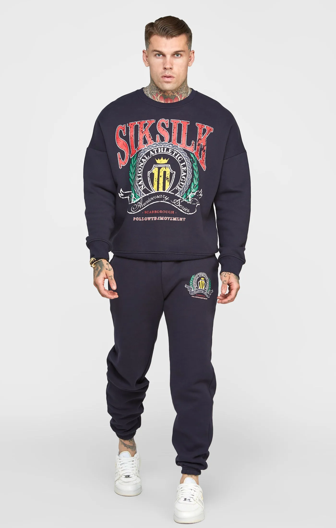 Navy Varsity Anniversary Print Relaxed Fit Jogger sold by Siksilk product image thumbnail 3