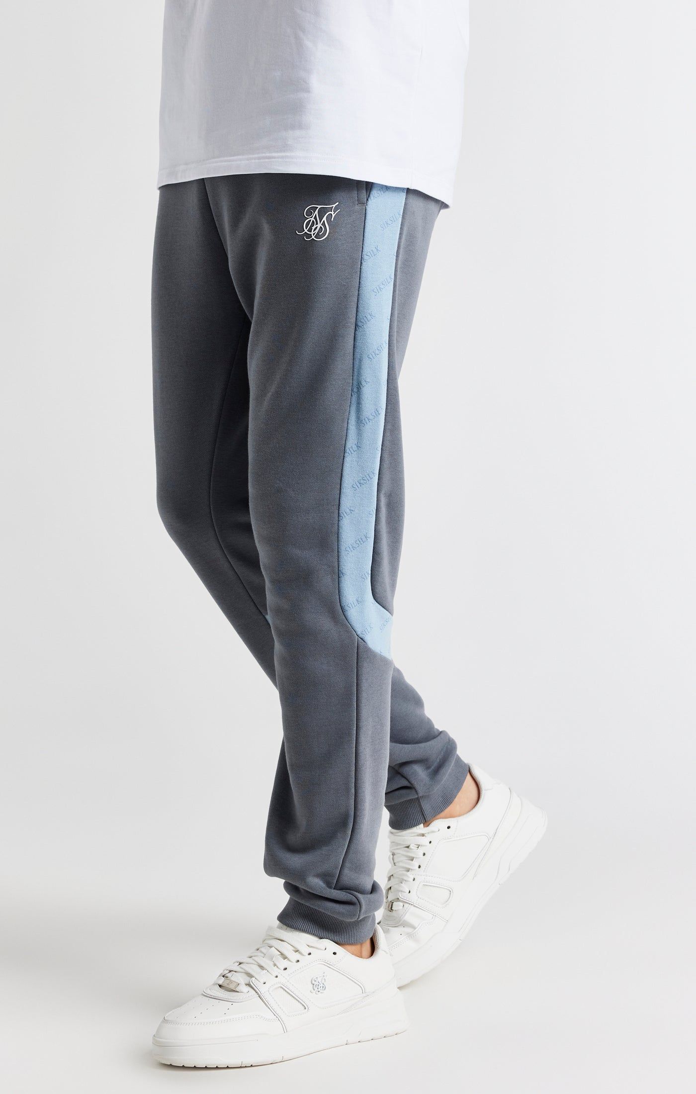 Boys Grey Printed Panel Jogger sold by Siksilk