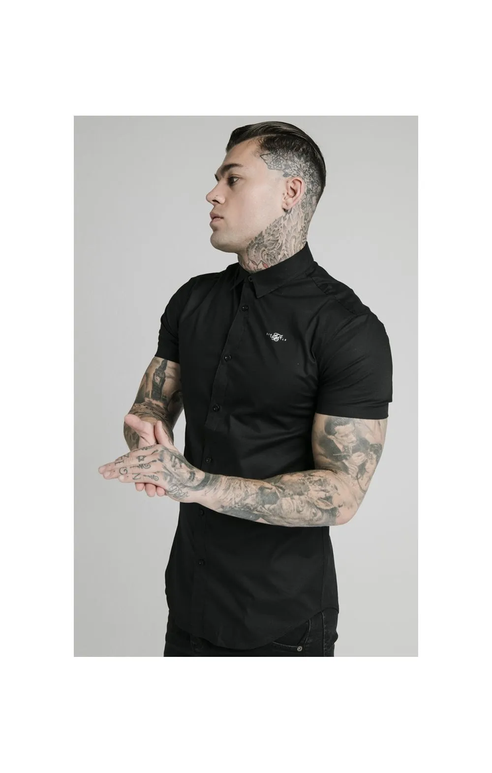 SikSilk S/S Standard Collar Shirt - Black sold by Siksilk