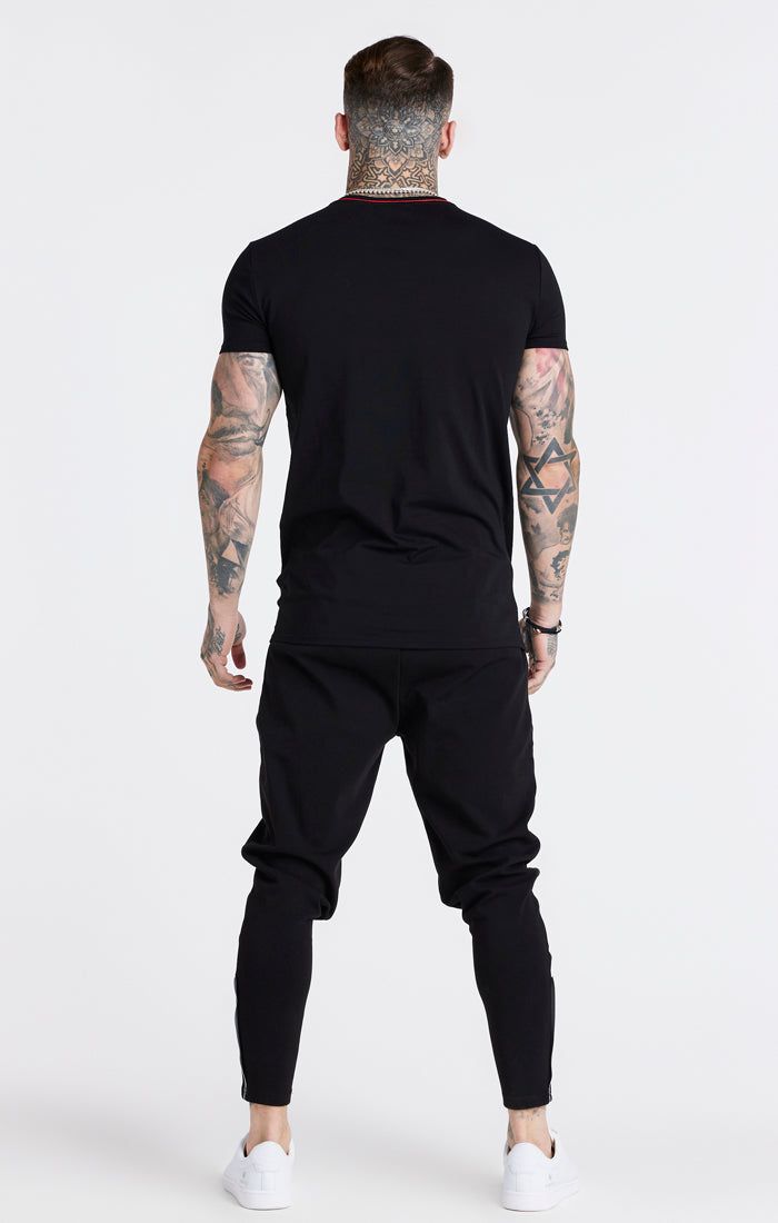 Black Embroidered Muscle Fit T-Shirt sold by Siksilk product image thumbnail 6